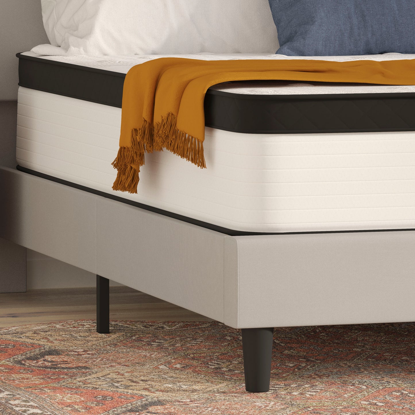 Capri Comfortable Sleep Firm 12 Inch CertiPUR-US Certified Hybrid Pocket Spring Mattress, Extra Firm Feel, Durable Support, King Mattress in a Box
