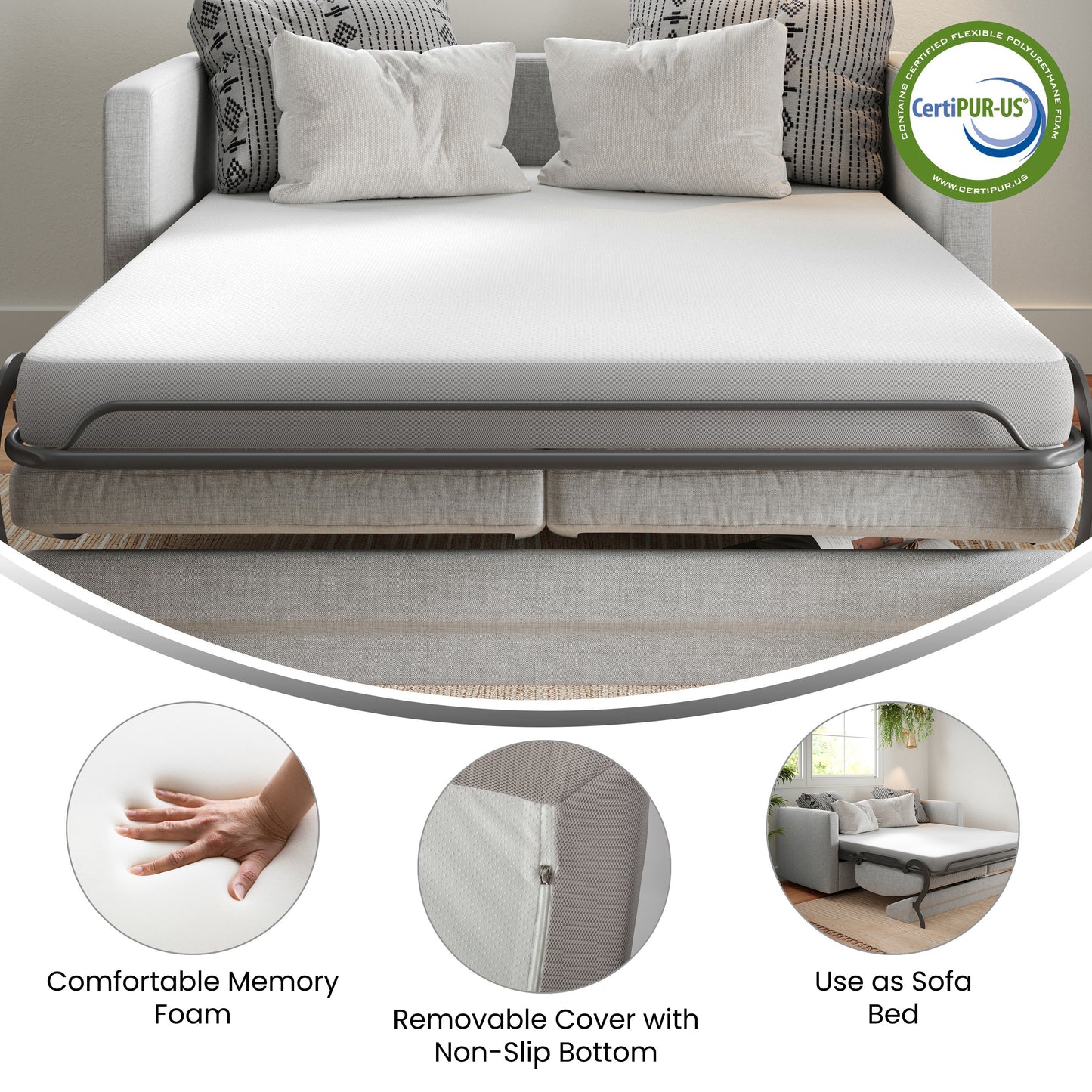 Cloud 4" Cooling Memory Foam Full Mattress in a Box for Sleeper Sofas, Dorm, Boat, or RV Use