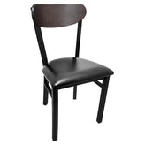 Kidney Wood Back Chair with Black Metal Frame