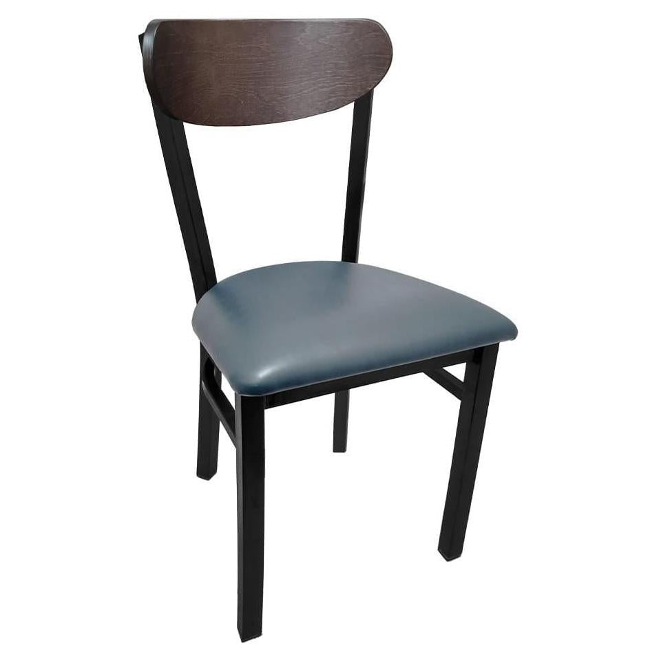 Kidney Wood Back Chair with Black Metal Frame