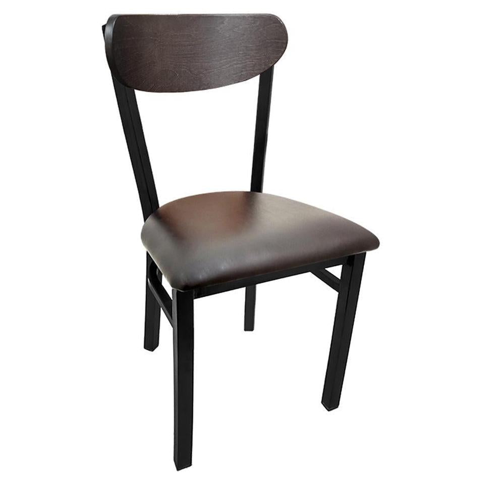 Kidney Wood Back Chair with Black Metal Frame