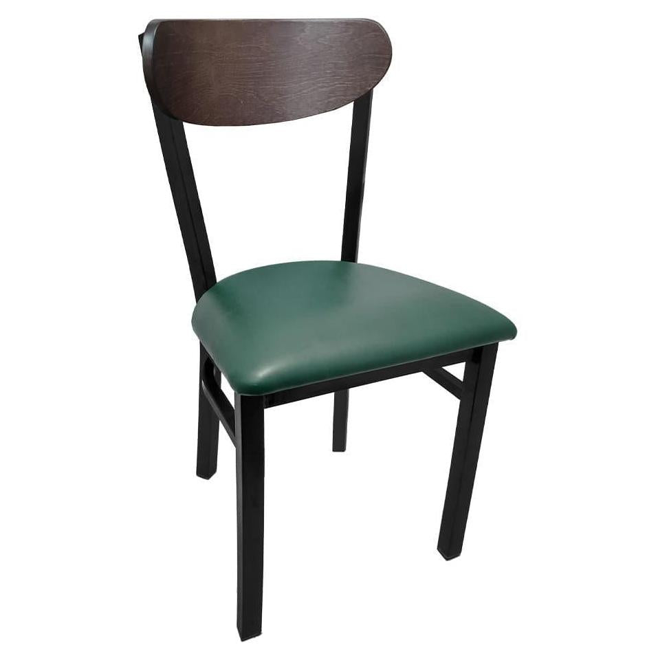 Kidney Wood Back Chair with Black Metal Frame