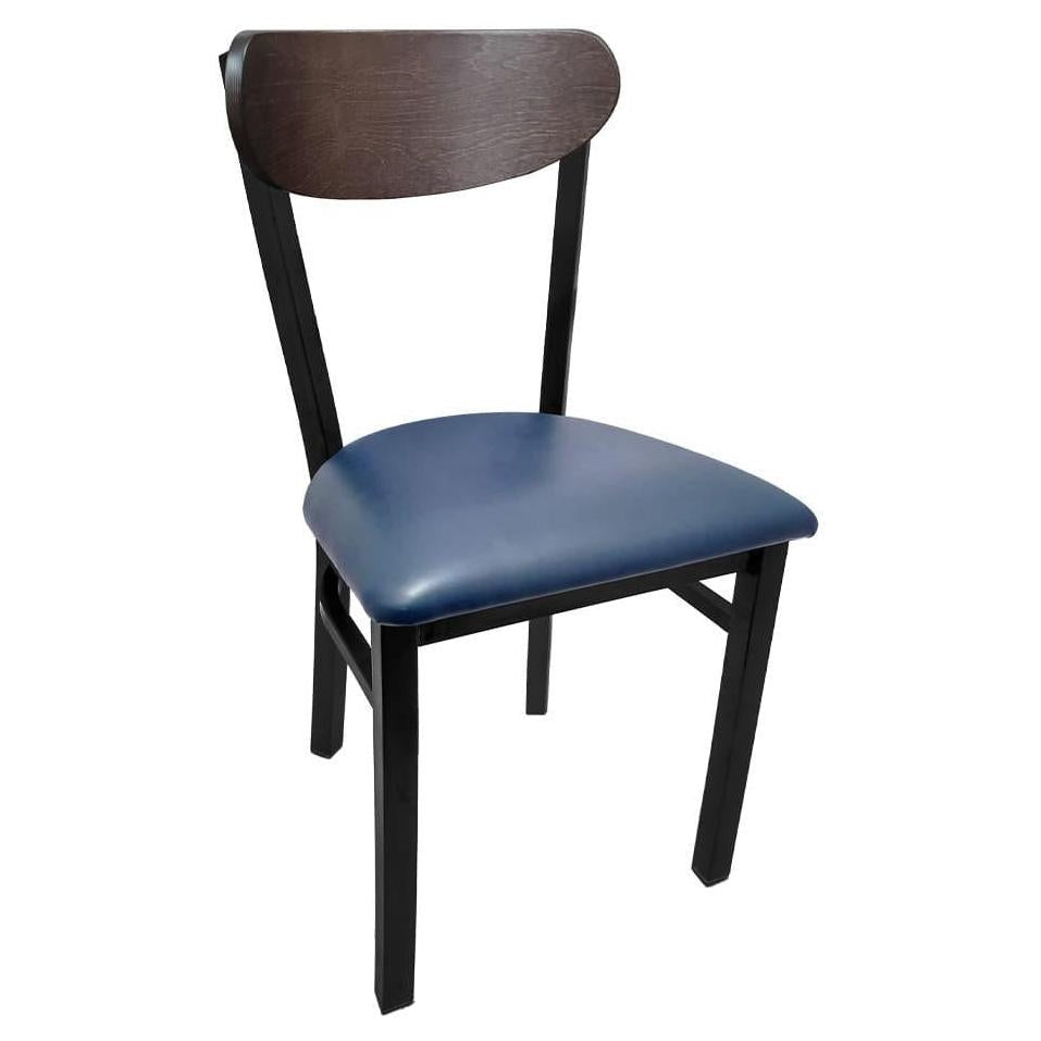 Kidney Wood Back Chair with Black Metal Frame