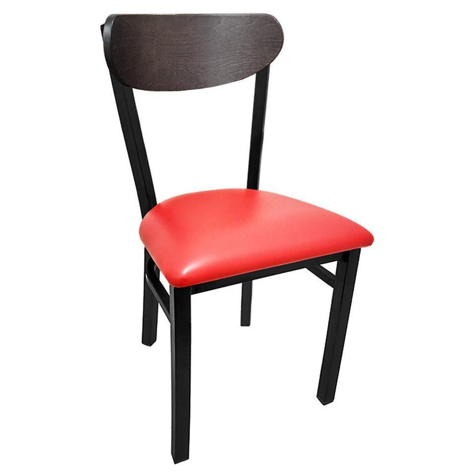 Kidney Wood Back Chair with Black Metal Frame