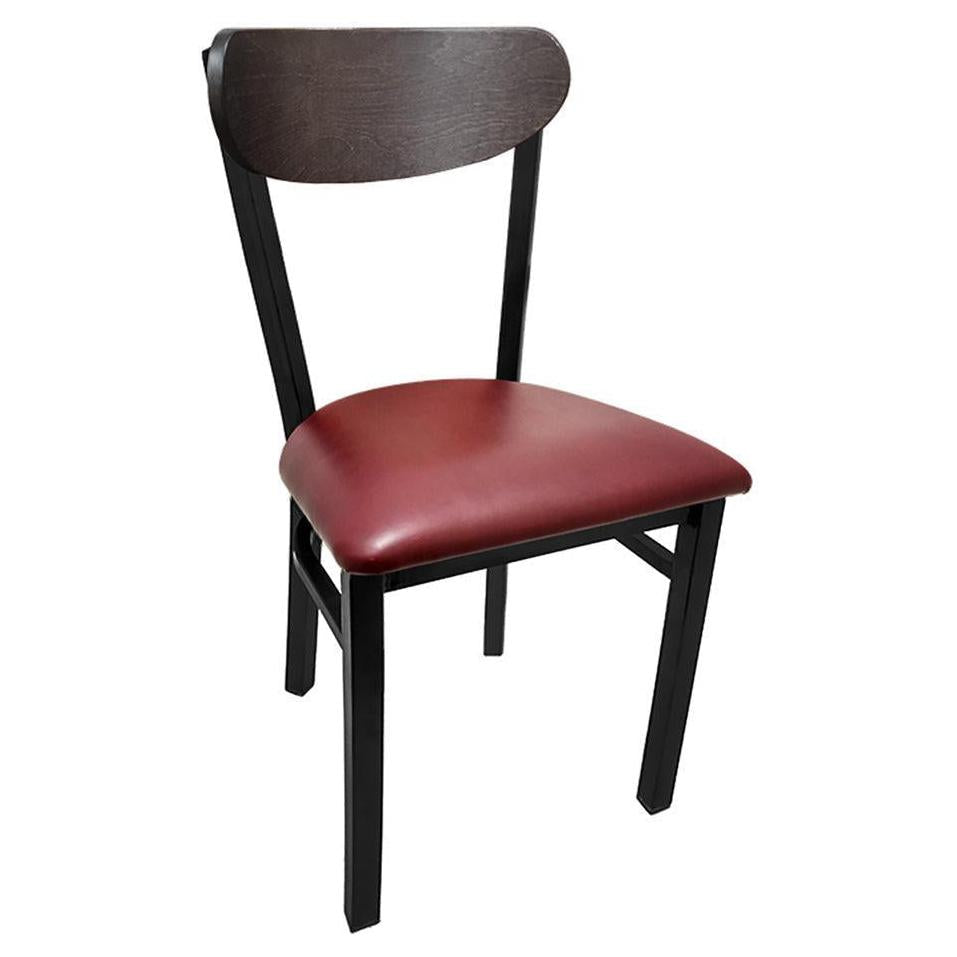Kidney Wood Back Chair with Black Metal Frame