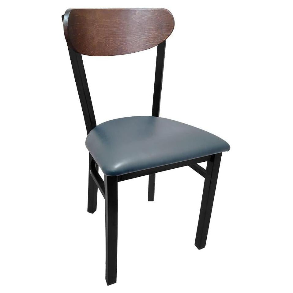 Kidney Wood Back Chair with Black Metal Frame