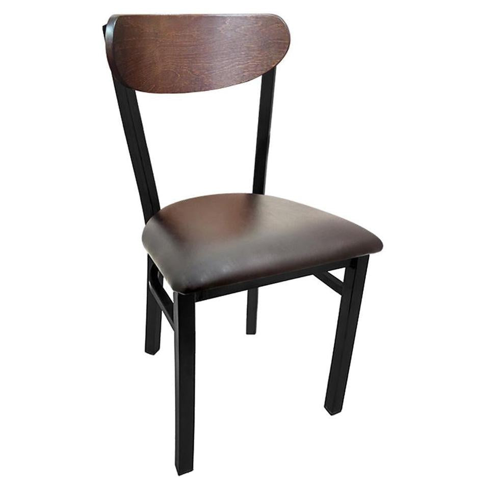 Kidney Wood Back Chair with Black Metal Frame