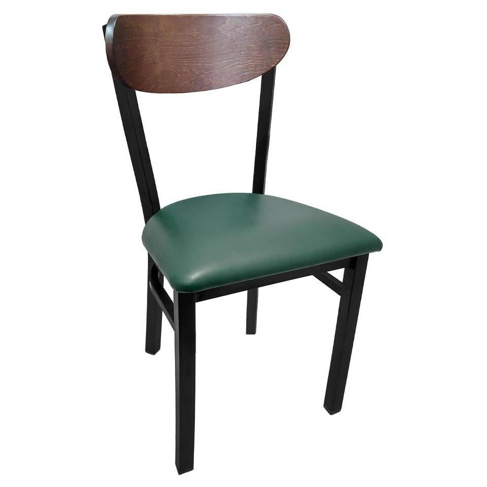 Kidney Wood Back Chair with Black Metal Frame