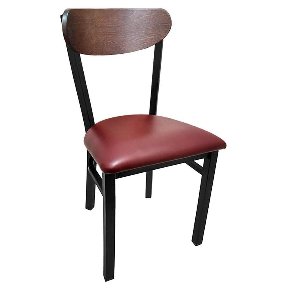 Kidney Wood Back Chair with Black Metal Frame