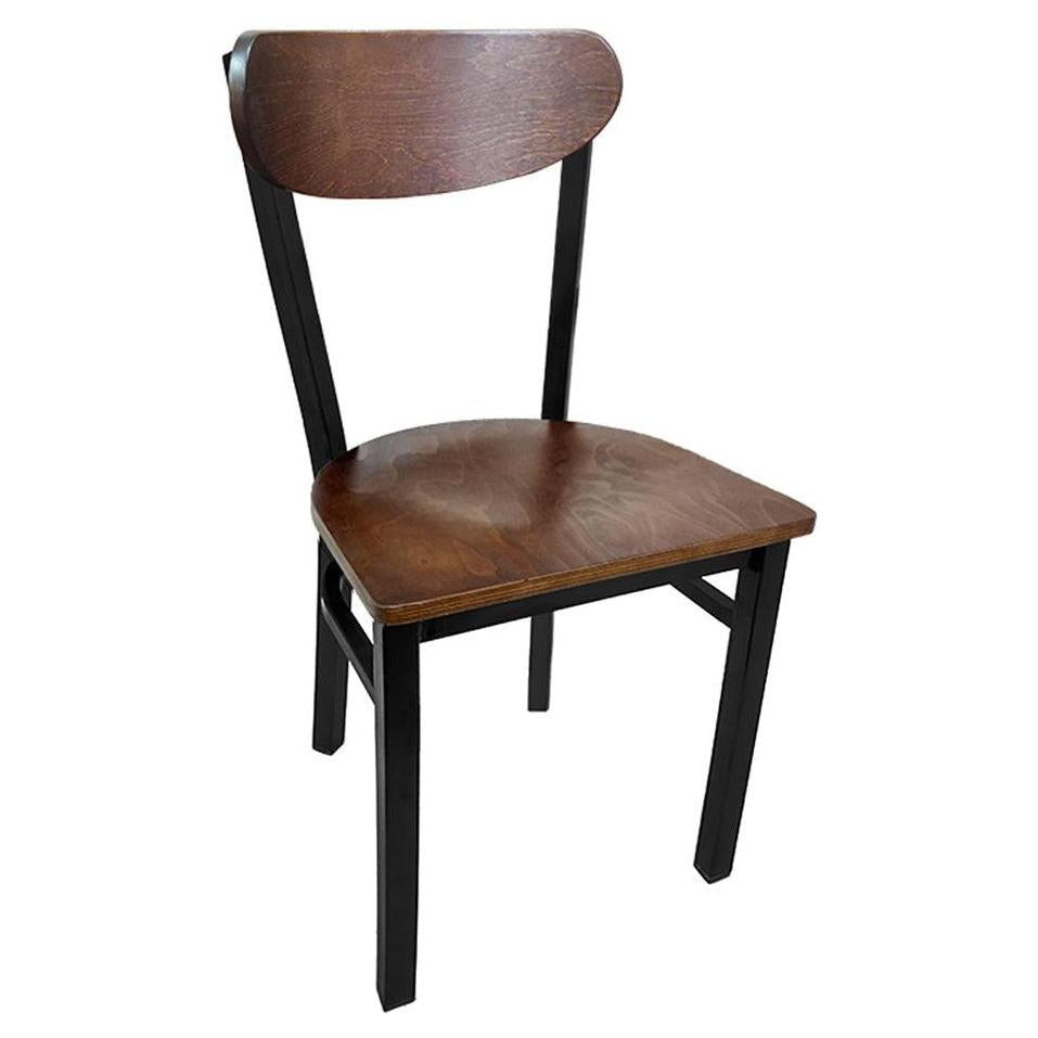 Kidney Wood Back Chair with Black Metal Frame