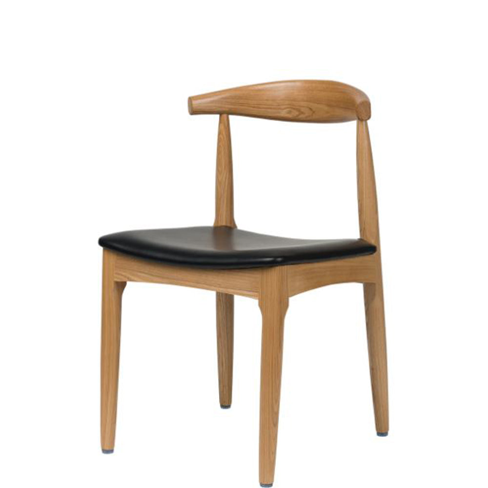 Elbow Series Metal Faux Wood Frame Chair with Black Vinyl Seat