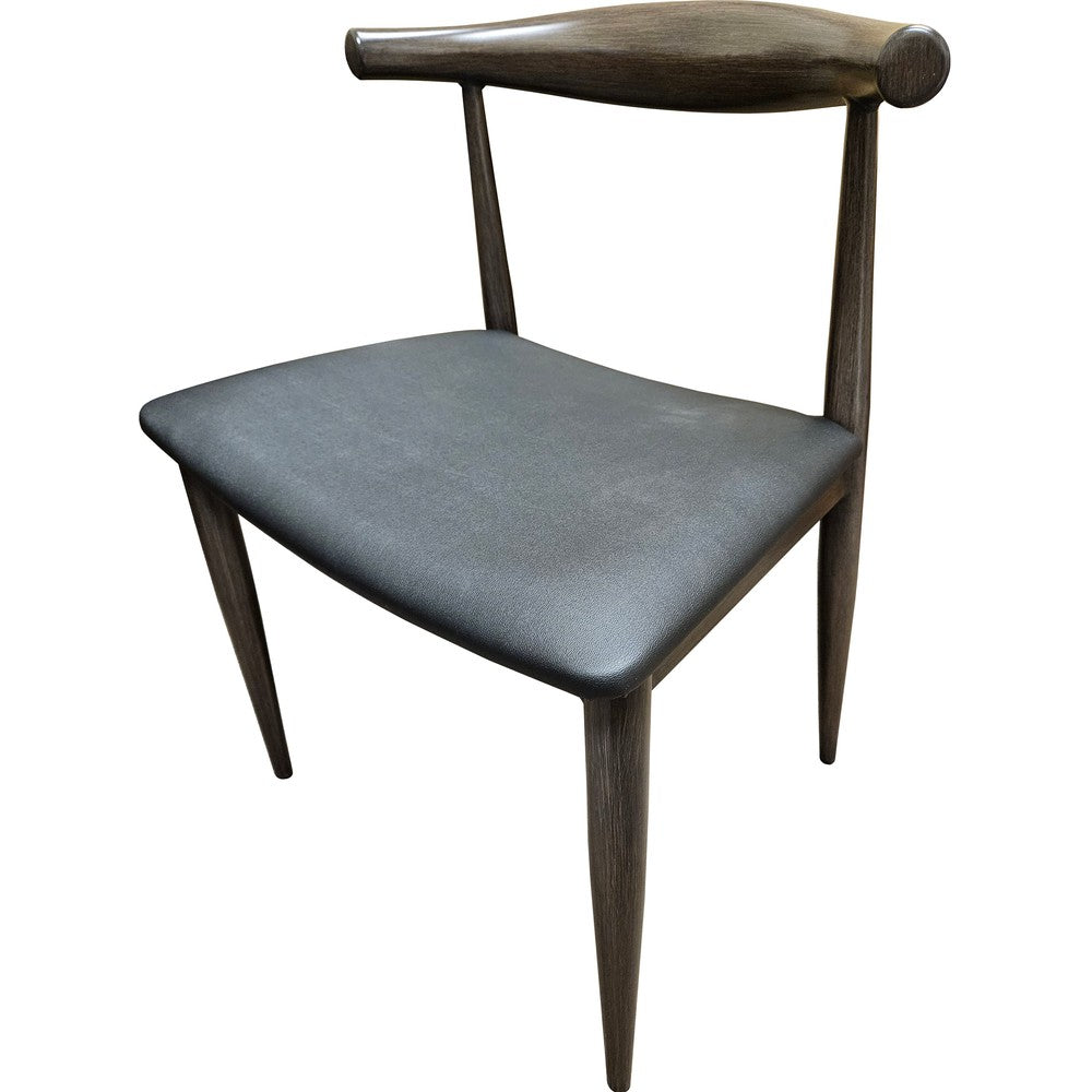 Elbow Series Metal Faux Wood Frame Chair with Black Vinyl Seat