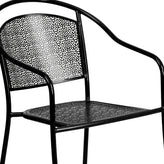 Oia Commercial Grade 35.25" Round Black Indoor-Outdoor Steel Patio Table Set with 4 Round Back Chairs
