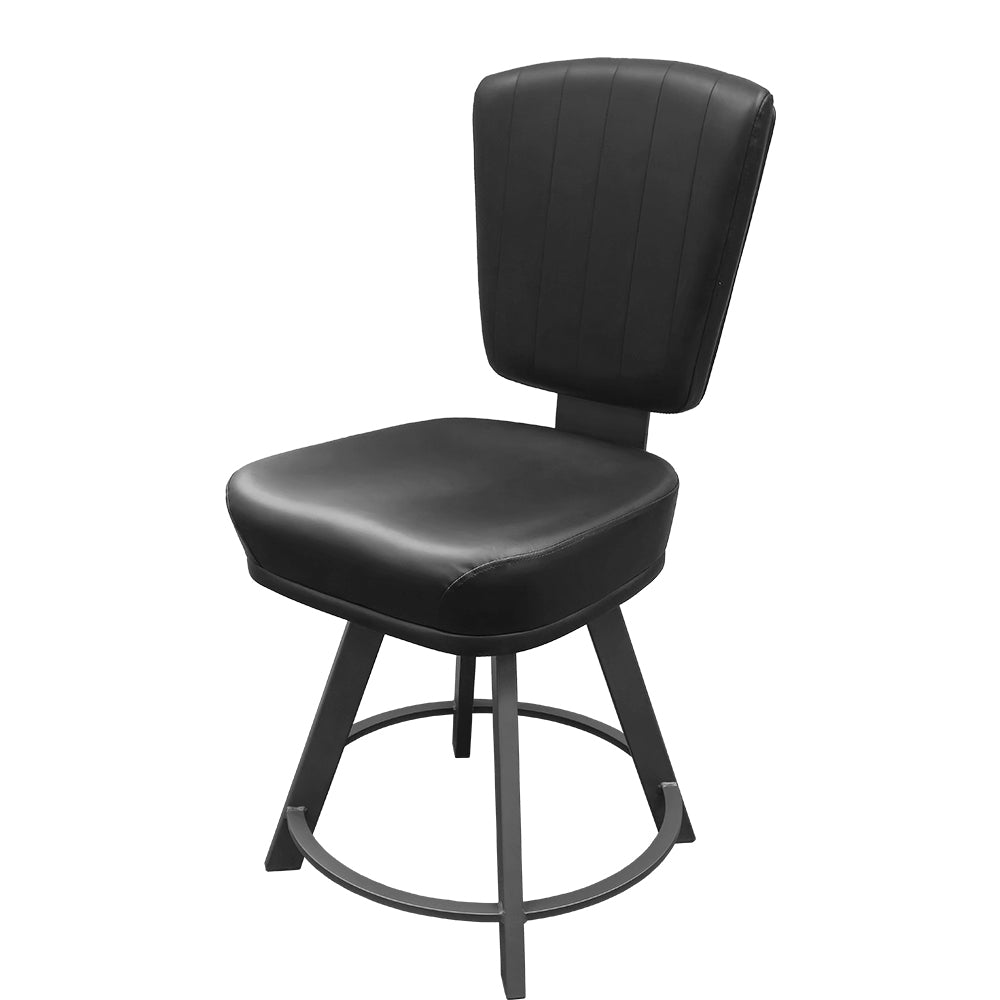 Monarch XL Swivel Counter Stool with Bucket Seat and Iron Gray Frame in Black Vinyl
