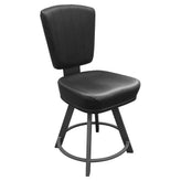 Monarch XL Swivel Counter Stool with Bucket Seat and Iron Gray Frame in Black Vinyl