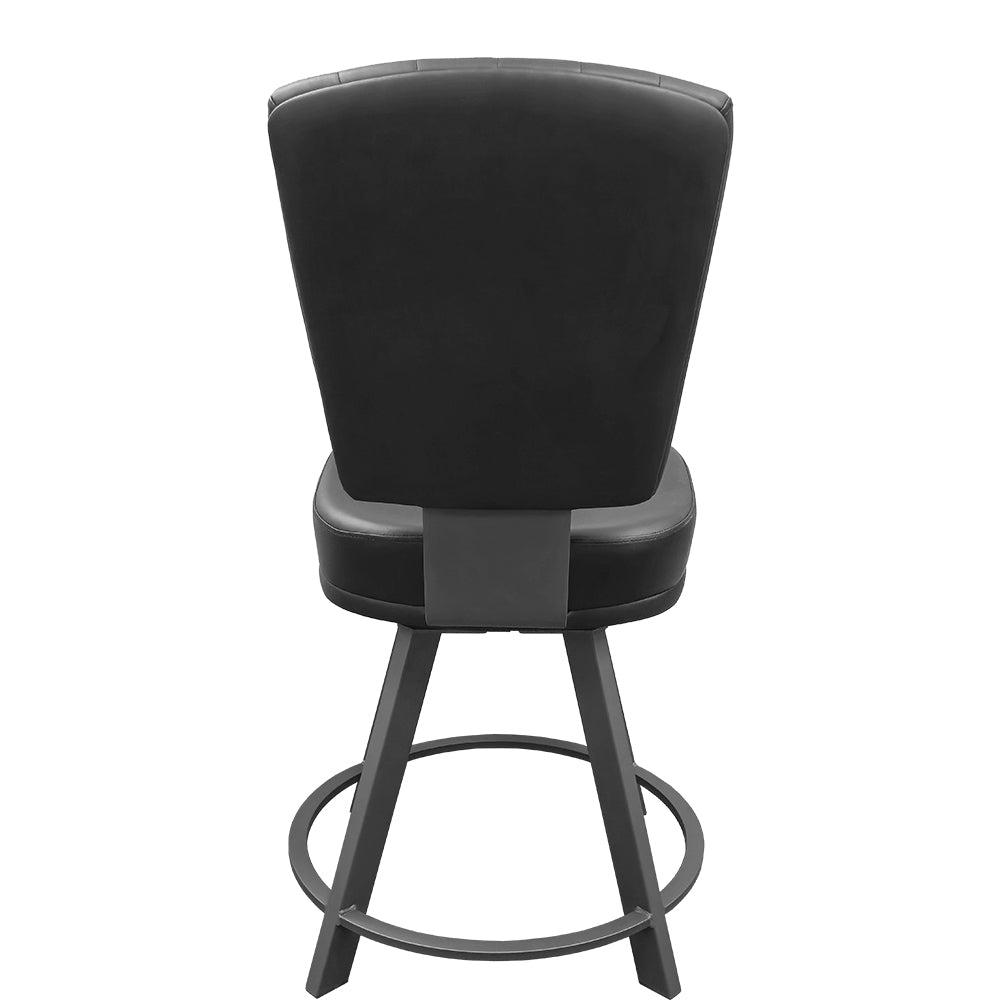 Monarch XL Swivel Counter Stool with Bucket Seat and Iron Gray Frame in Black Vinyl