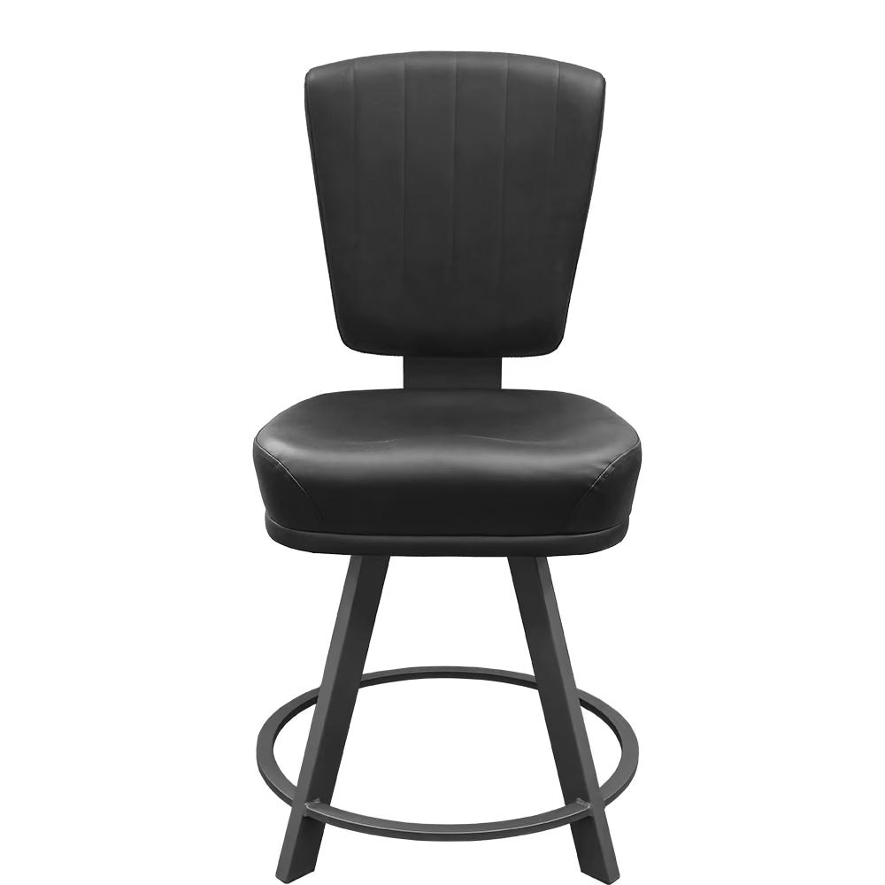Monarch XL Swivel Counter Stool with Bucket Seat and Iron Gray Frame in Black Vinyl
