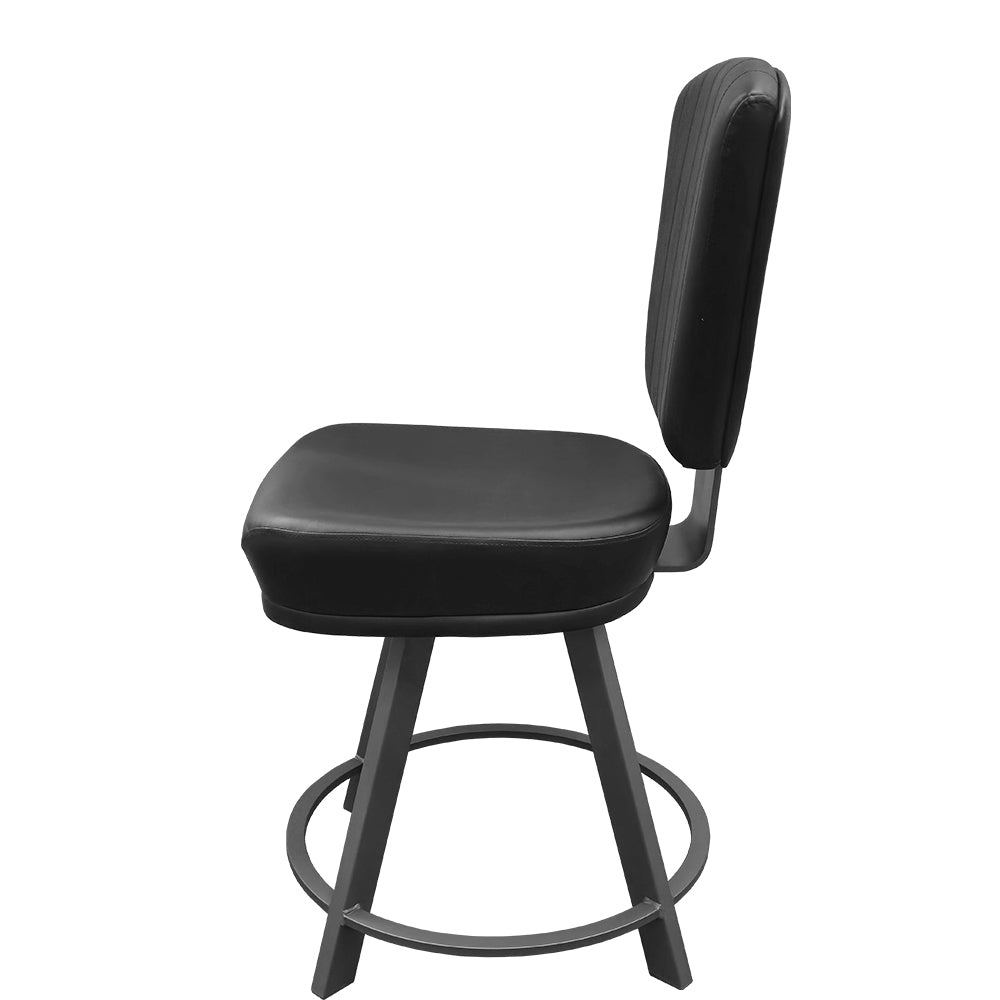 Monarch XL Swivel Counter Stool with Bucket Seat and Iron Gray Frame in Black Vinyl
