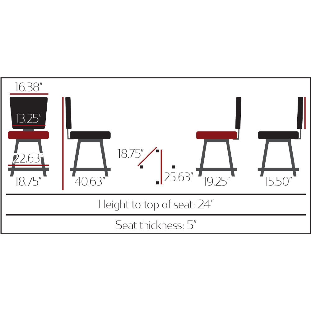 Monarch XL Swivel Counter Stool with Bucket Seat and Iron Gray Frame in Black Vinyl