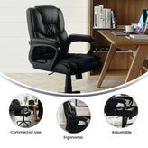 Flash Fundamentals Big & Tall 400 lb. Rated Black LeatherSoft Swivel Office Chair with Padded Arms