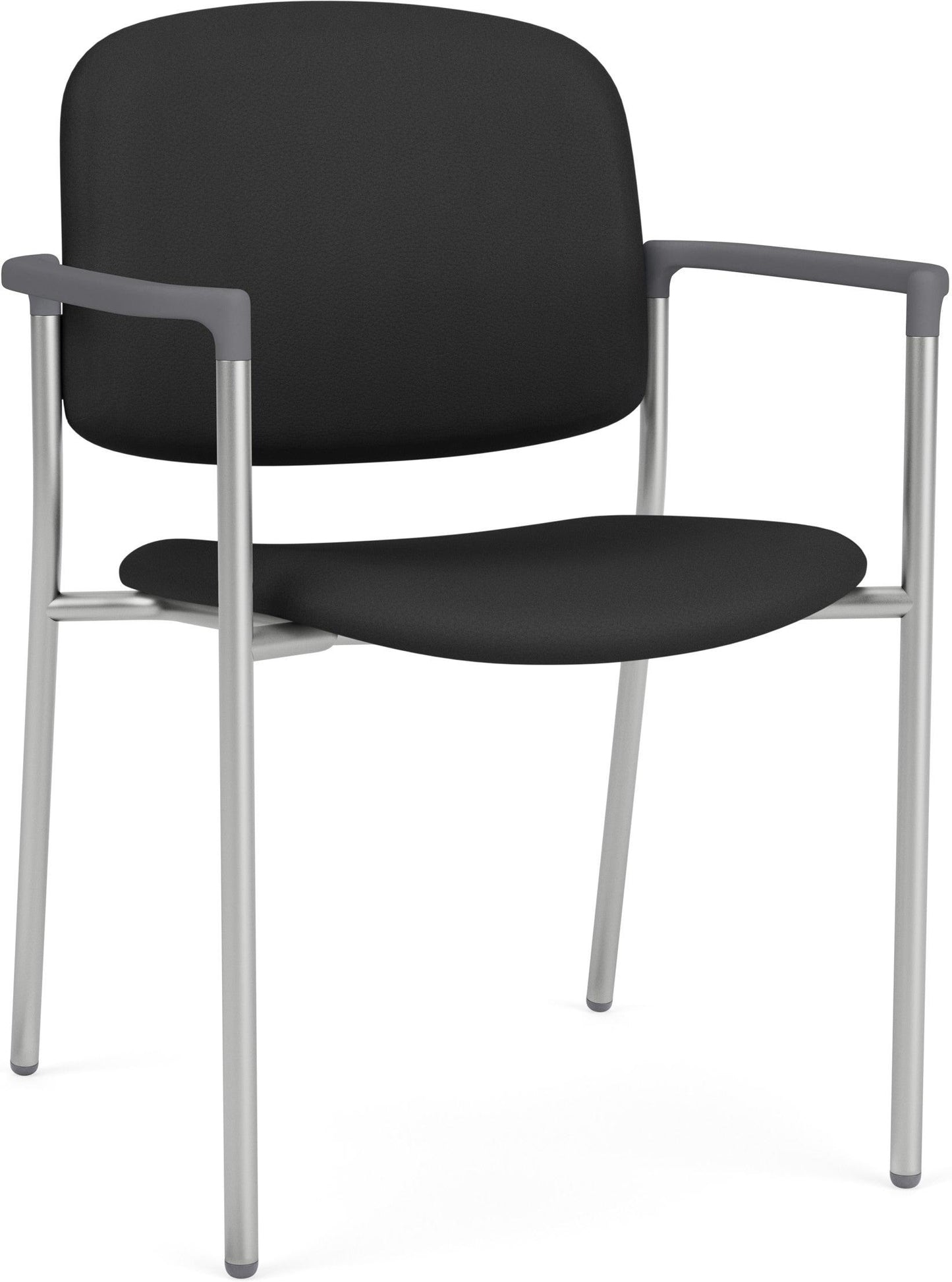 Chat Waiting Reception Square Back Guest Chair Upholstered Seat & Back Metal Frame