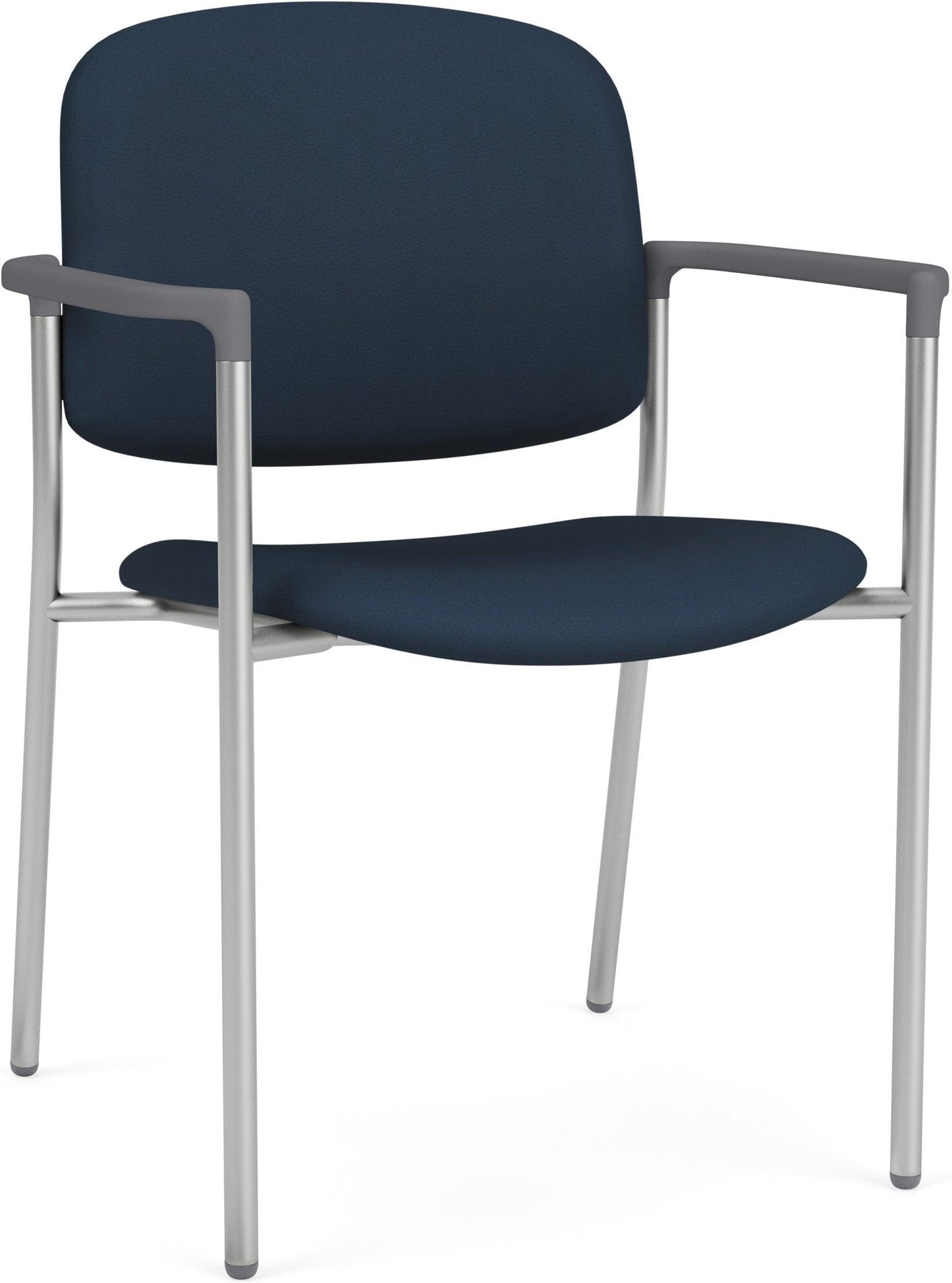 Chat Waiting Reception Square Back Guest Chair Upholstered Seat & Back Metal Frame
