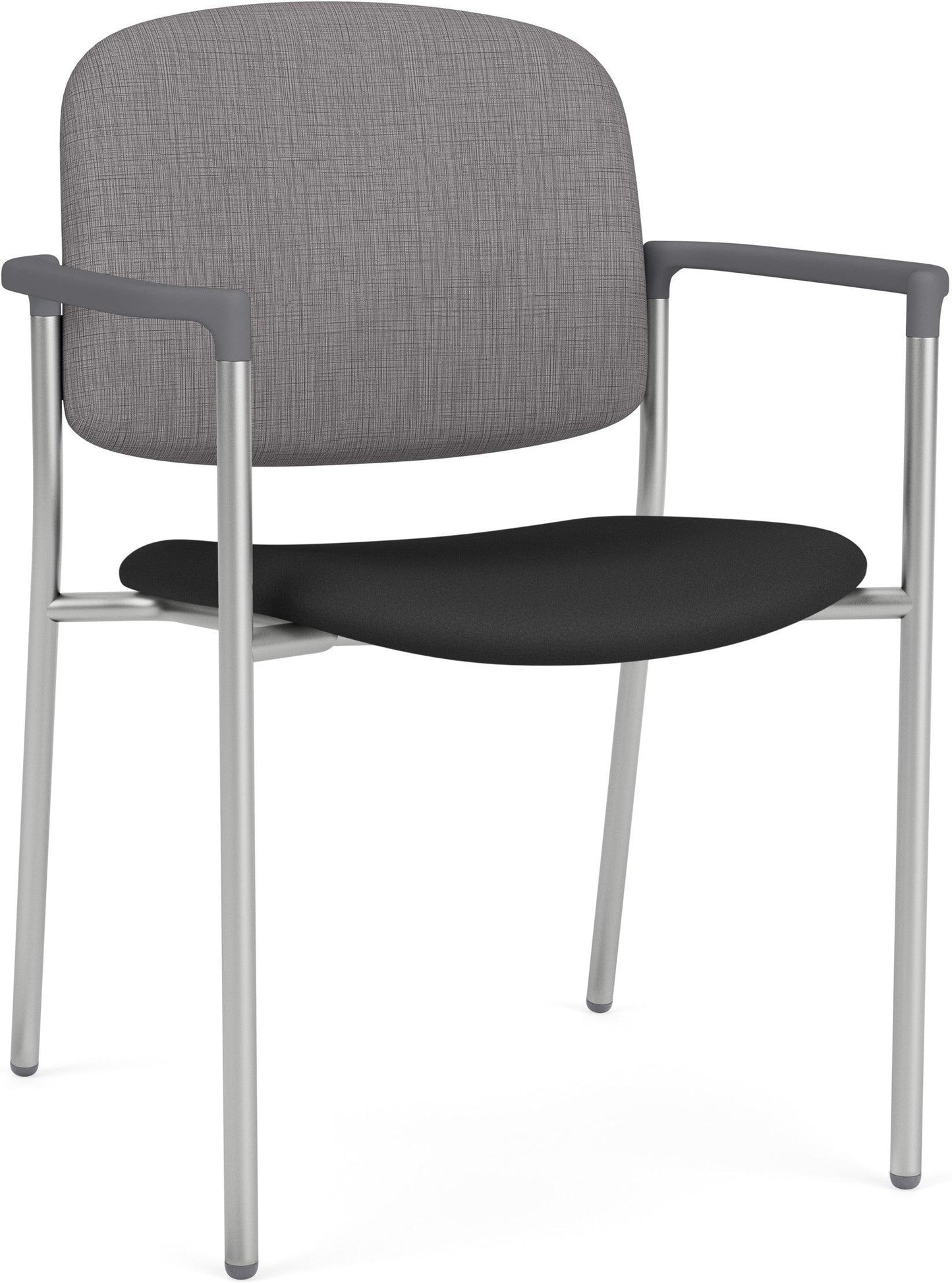Chat Waiting Reception Square Back Guest Chair Upholstered Seat & Back Metal Frame