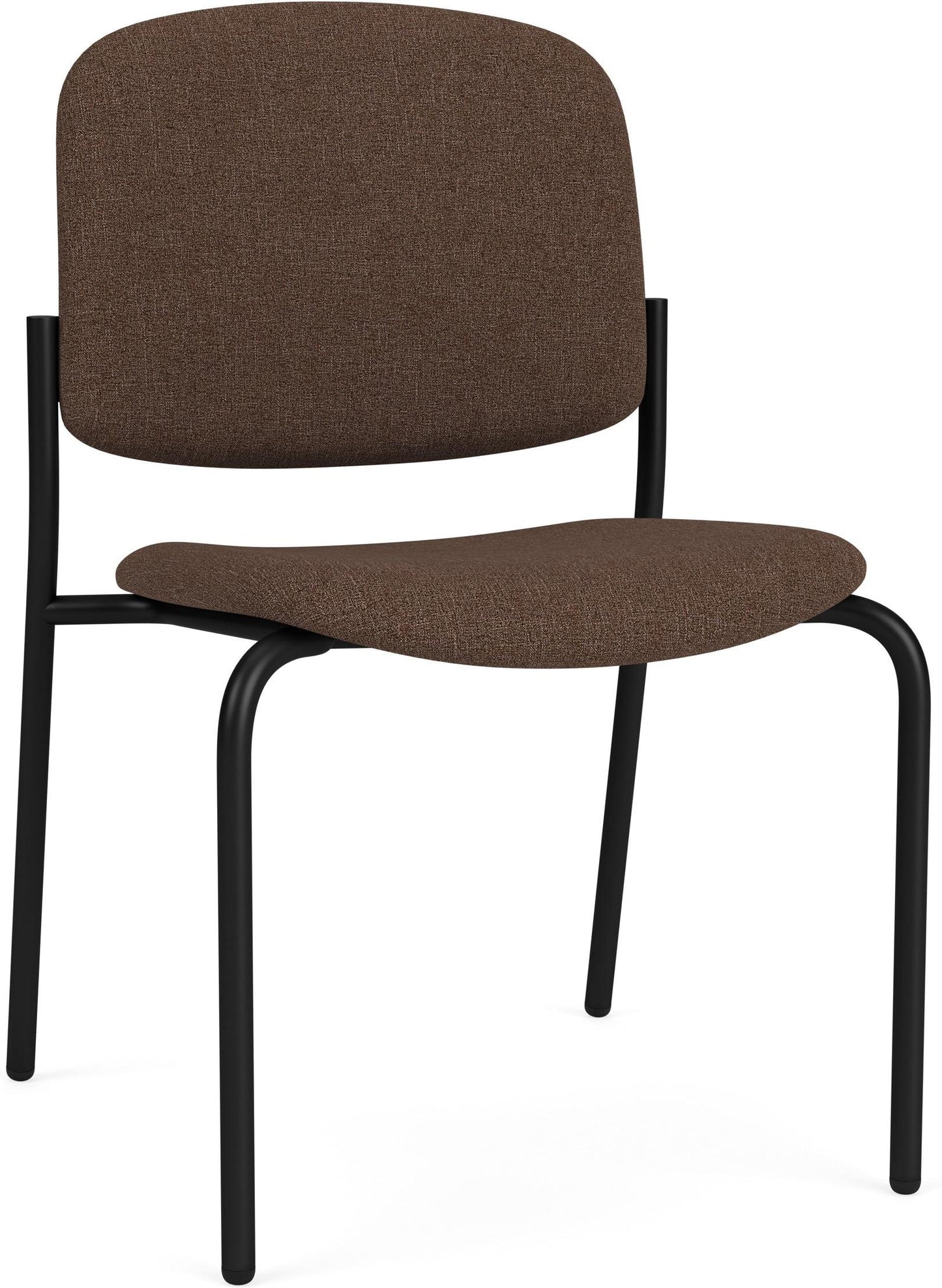 Chat Waiting Reception Square Back Armless Guest Chair Upholstered Seat & Back Metal Frame