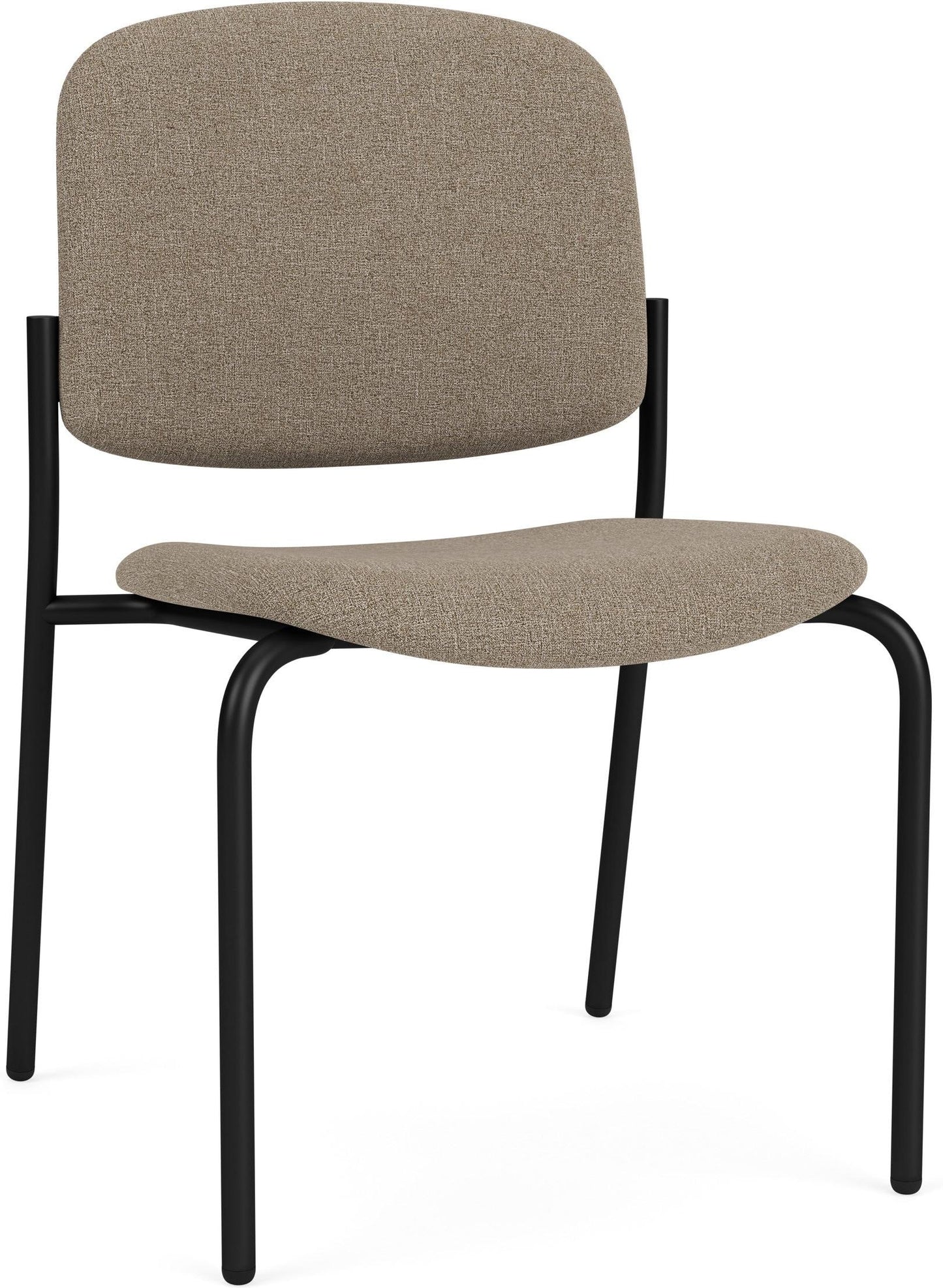 Chat Waiting Reception Square Back Armless Guest Chair Upholstered Seat & Back Metal Frame