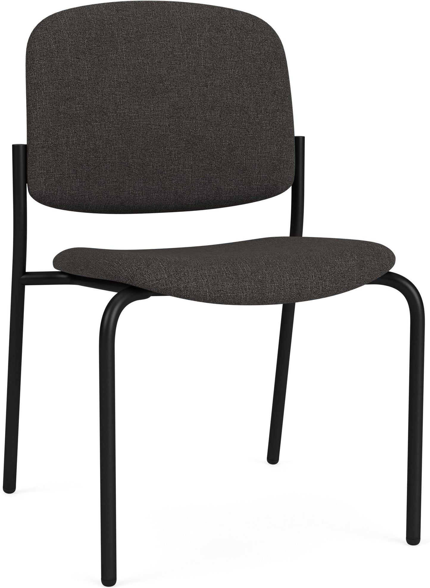 Chat Waiting Reception Square Back Armless Guest Chair Upholstered Seat & Back Metal Frame