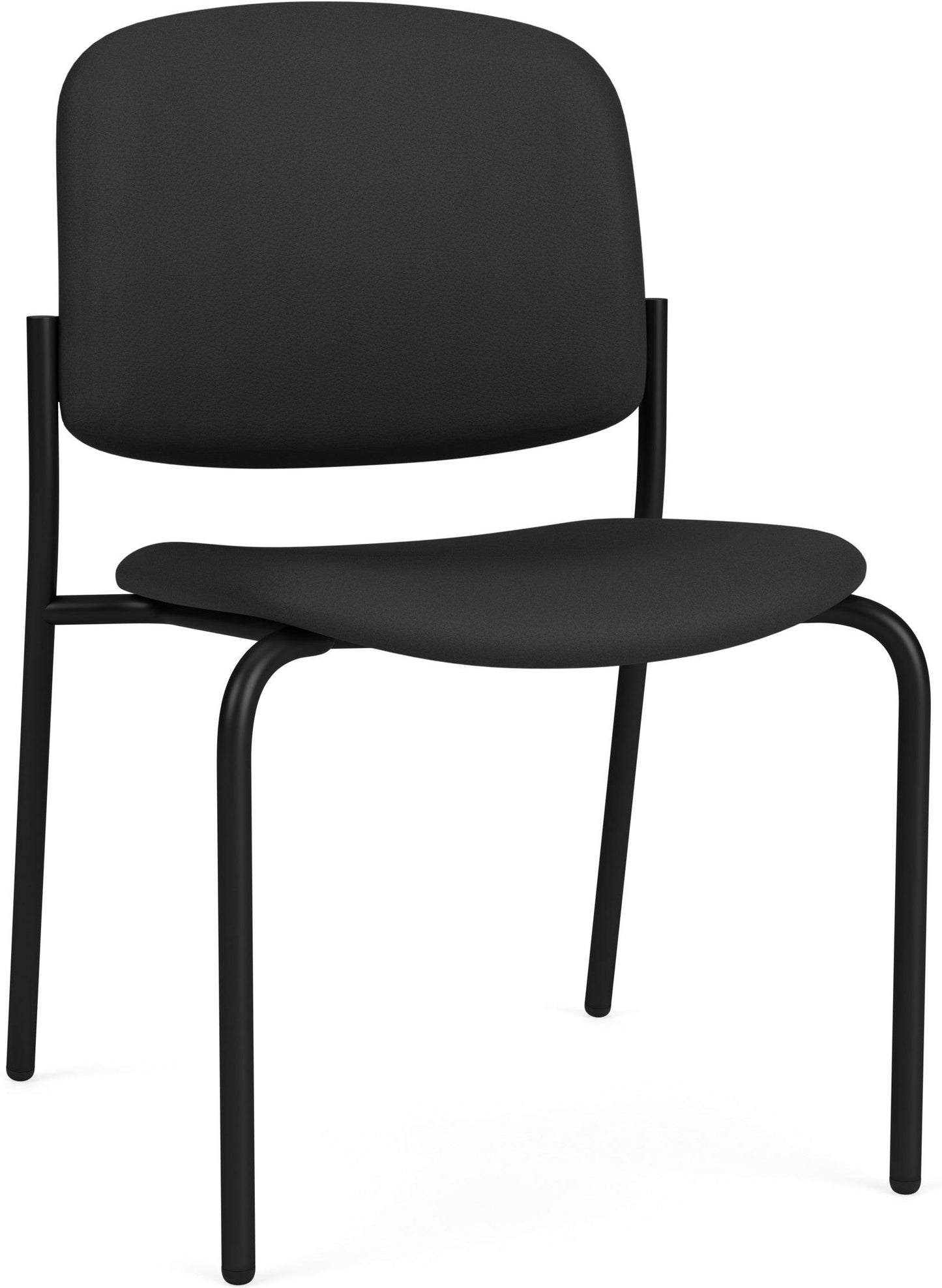 Chat Waiting Reception Square Back Armless Guest Chair Upholstered Seat & Back Metal Frame