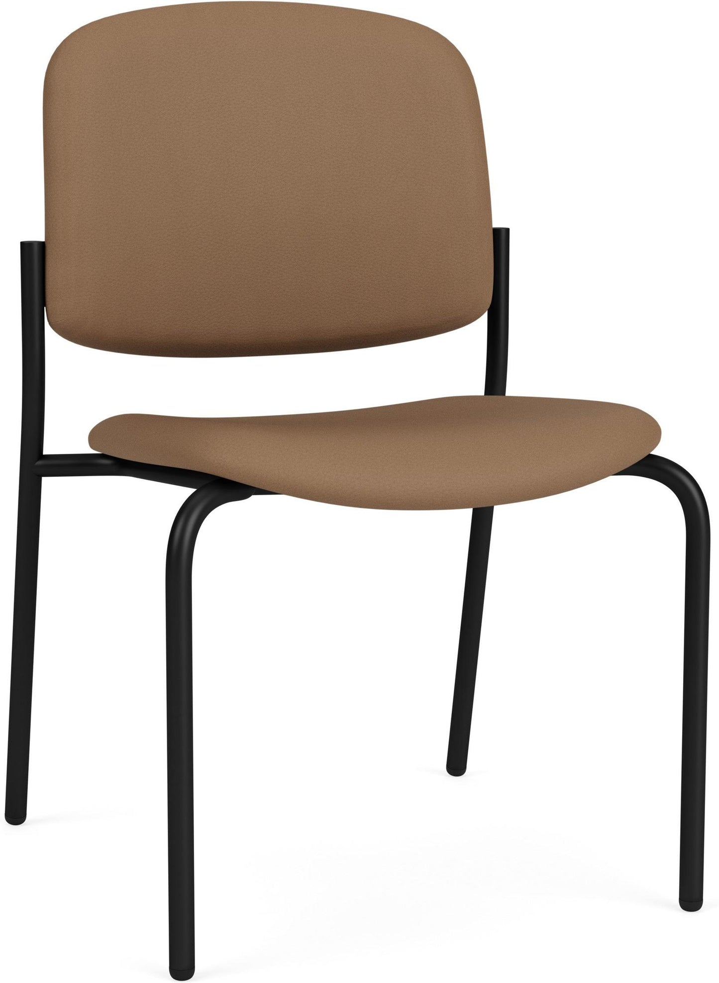 Chat Waiting Reception Square Back Armless Guest Chair Upholstered Seat & Back Metal Frame