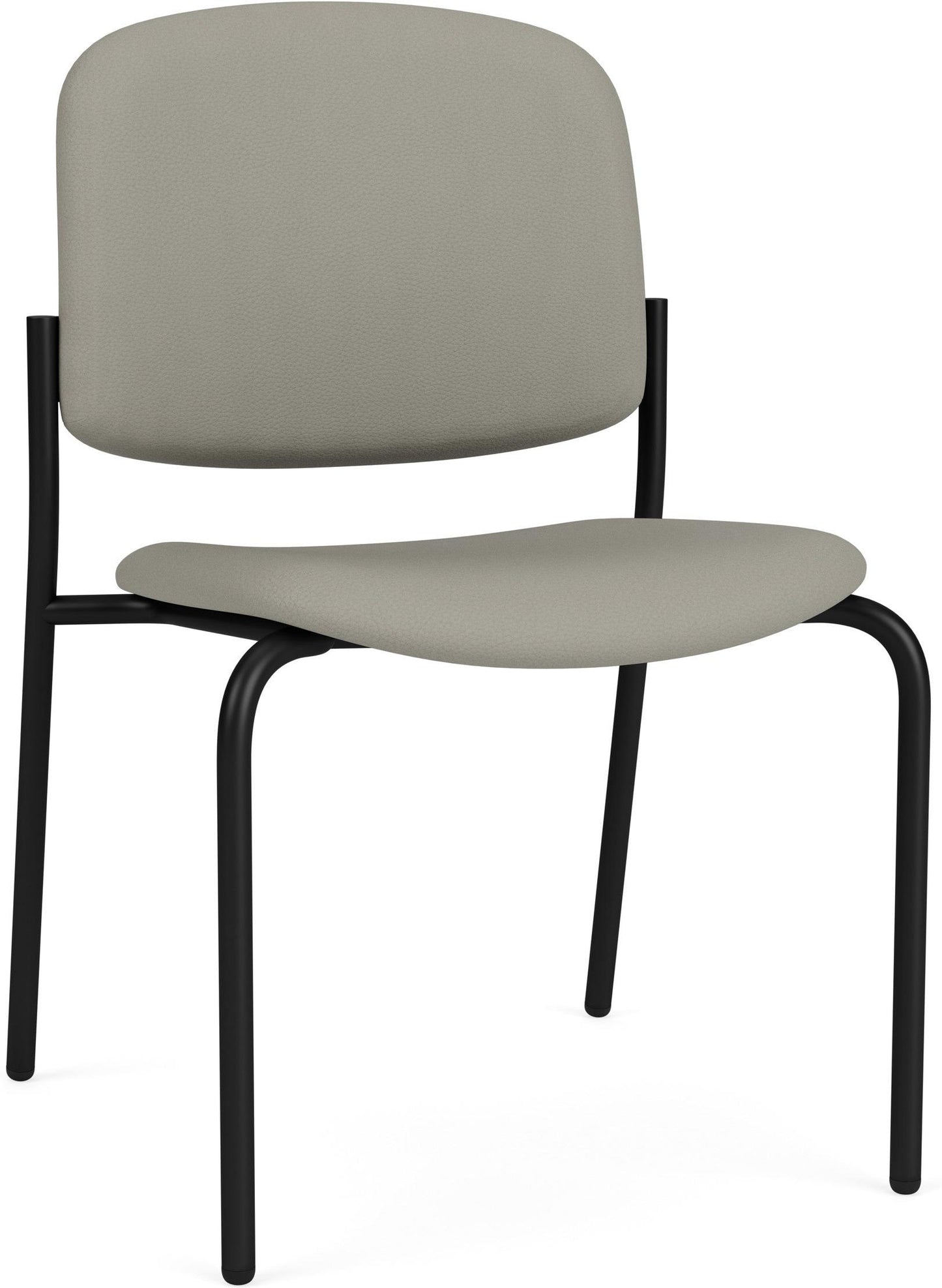 Chat Waiting Reception Square Back Armless Guest Chair Upholstered Seat & Back Metal Frame