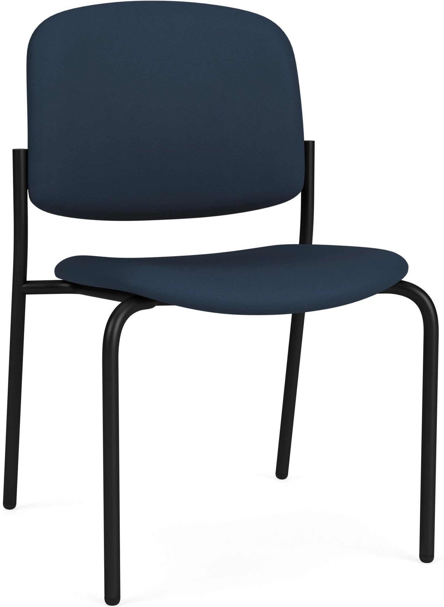 Chat Waiting Reception Square Back Armless Guest Chair Upholstered Seat & Back Metal Frame