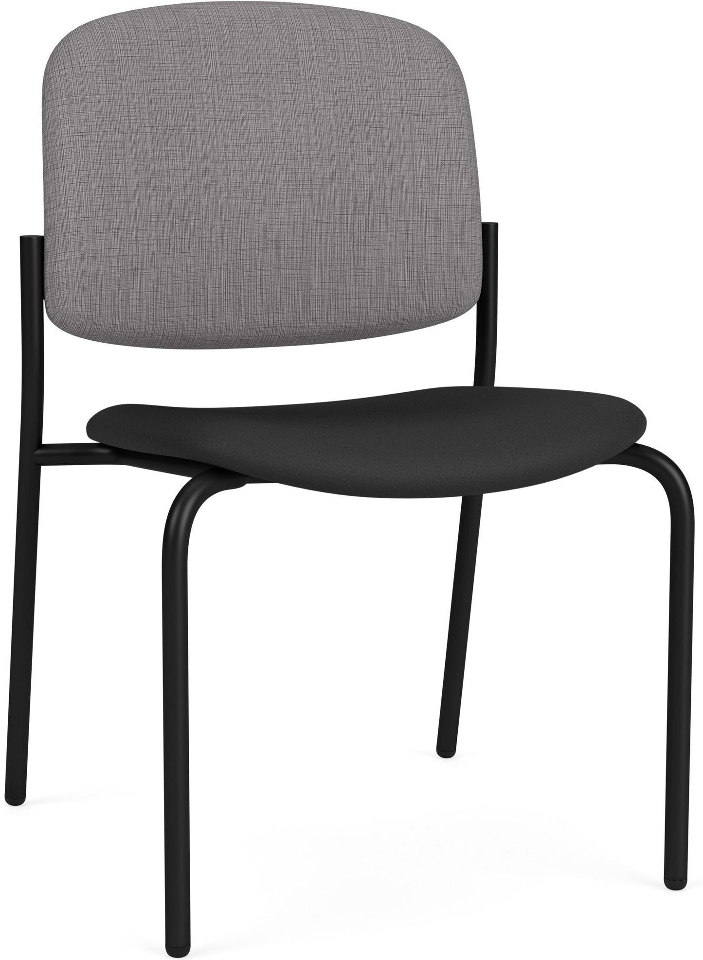 Chat Waiting Reception Square Back Armless Guest Chair Upholstered Seat & Back Metal Frame