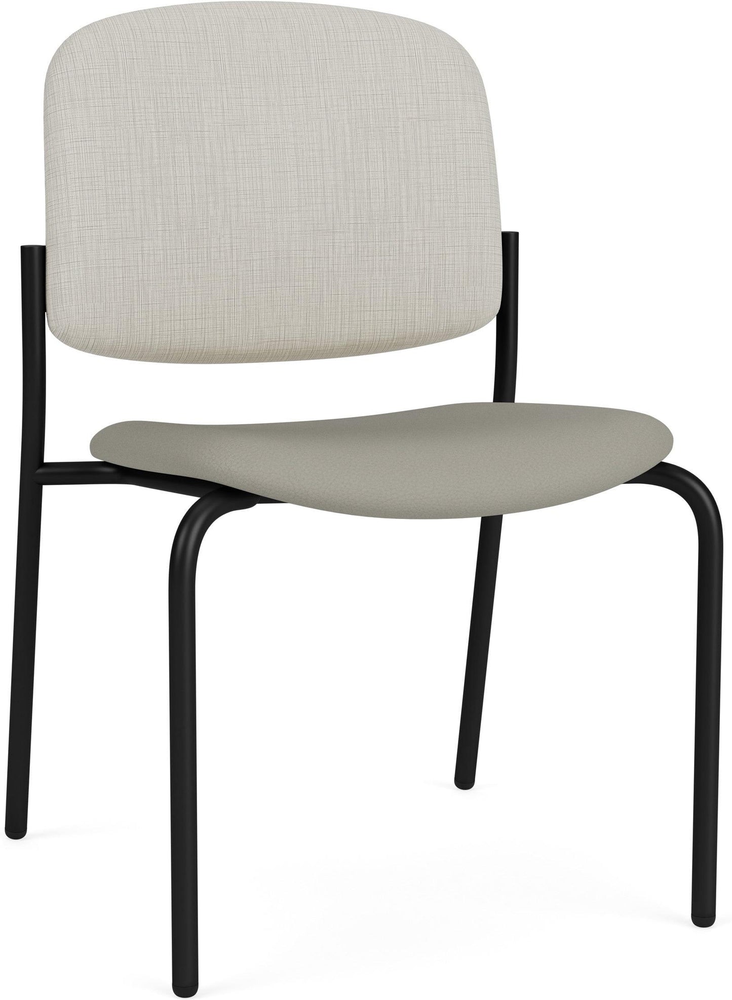 Chat Waiting Reception Square Back Armless Guest Chair Upholstered Seat & Back Metal Frame