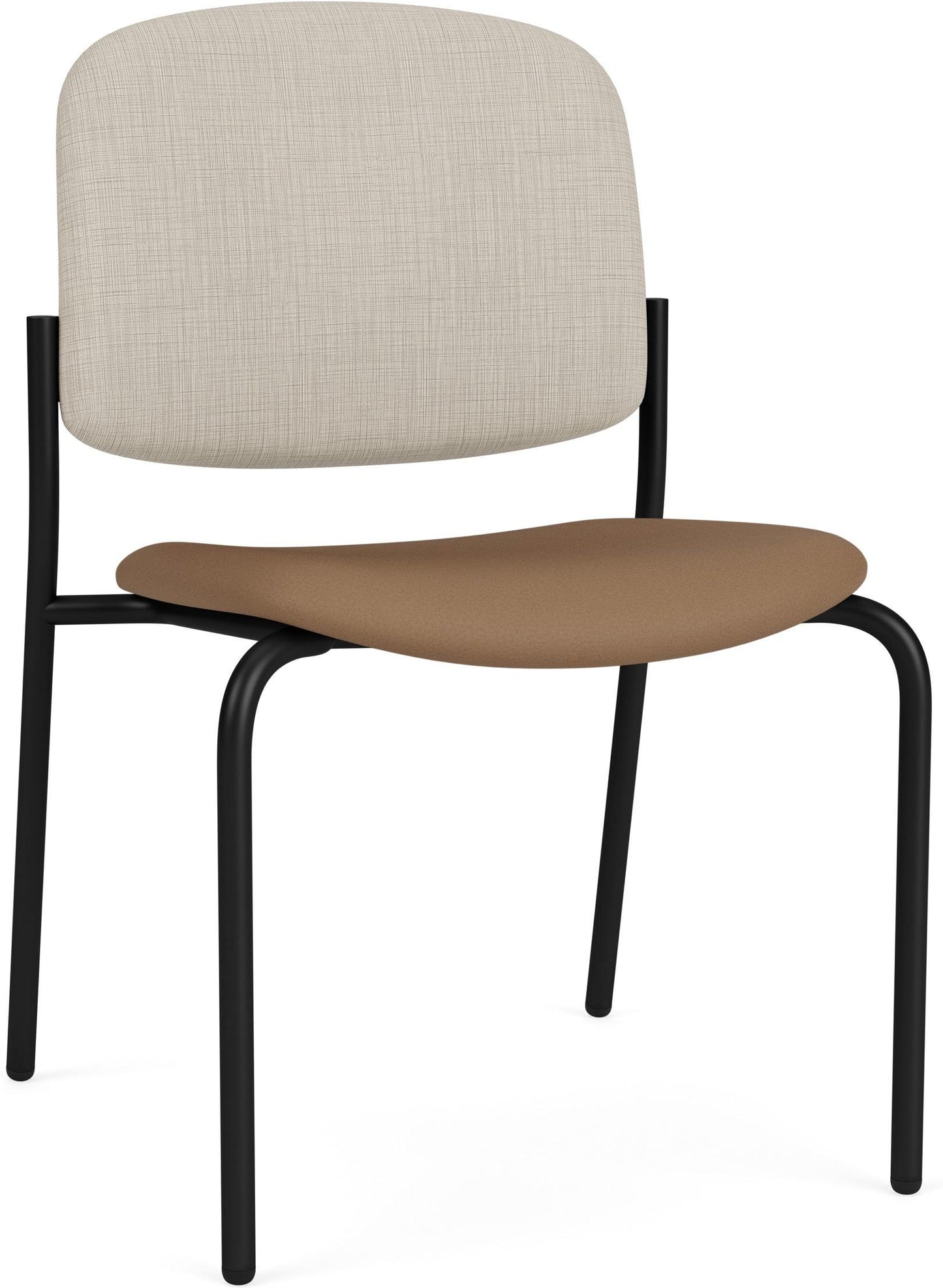 Chat Waiting Reception Square Back Armless Guest Chair Upholstered Seat & Back Metal Frame