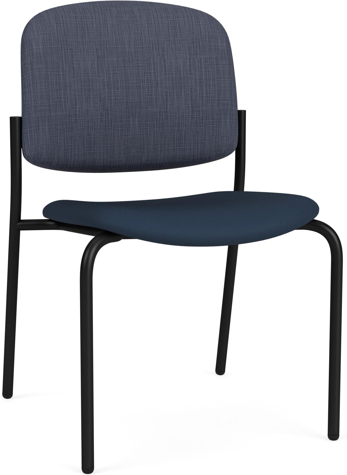 Chat Waiting Reception Square Back Armless Guest Chair Upholstered Seat & Back Metal Frame