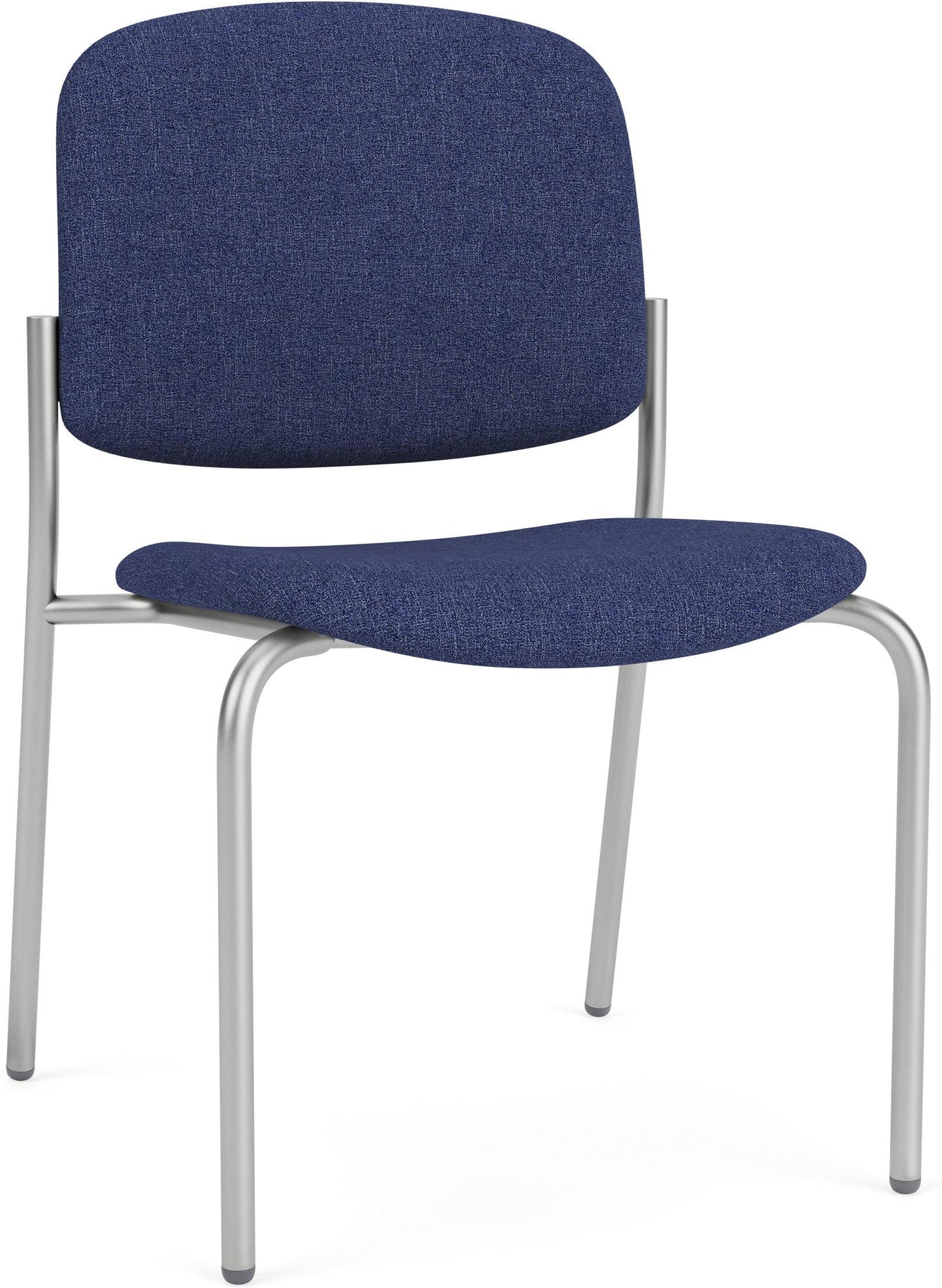 Chat Waiting Reception Square Back Armless Guest Chair Upholstered Seat & Back Metal Frame