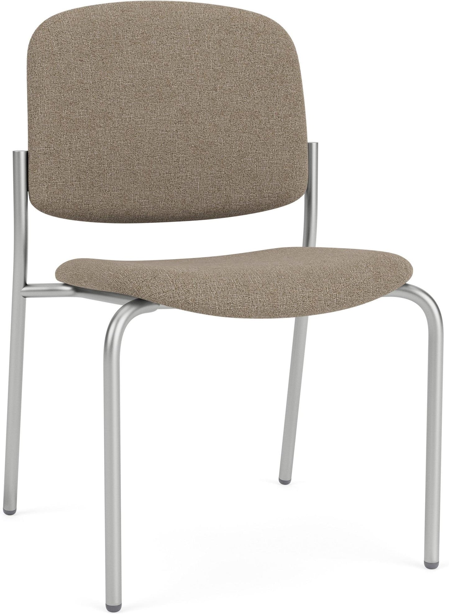 Chat Waiting Reception Square Back Armless Guest Chair Upholstered Seat & Back Metal Frame