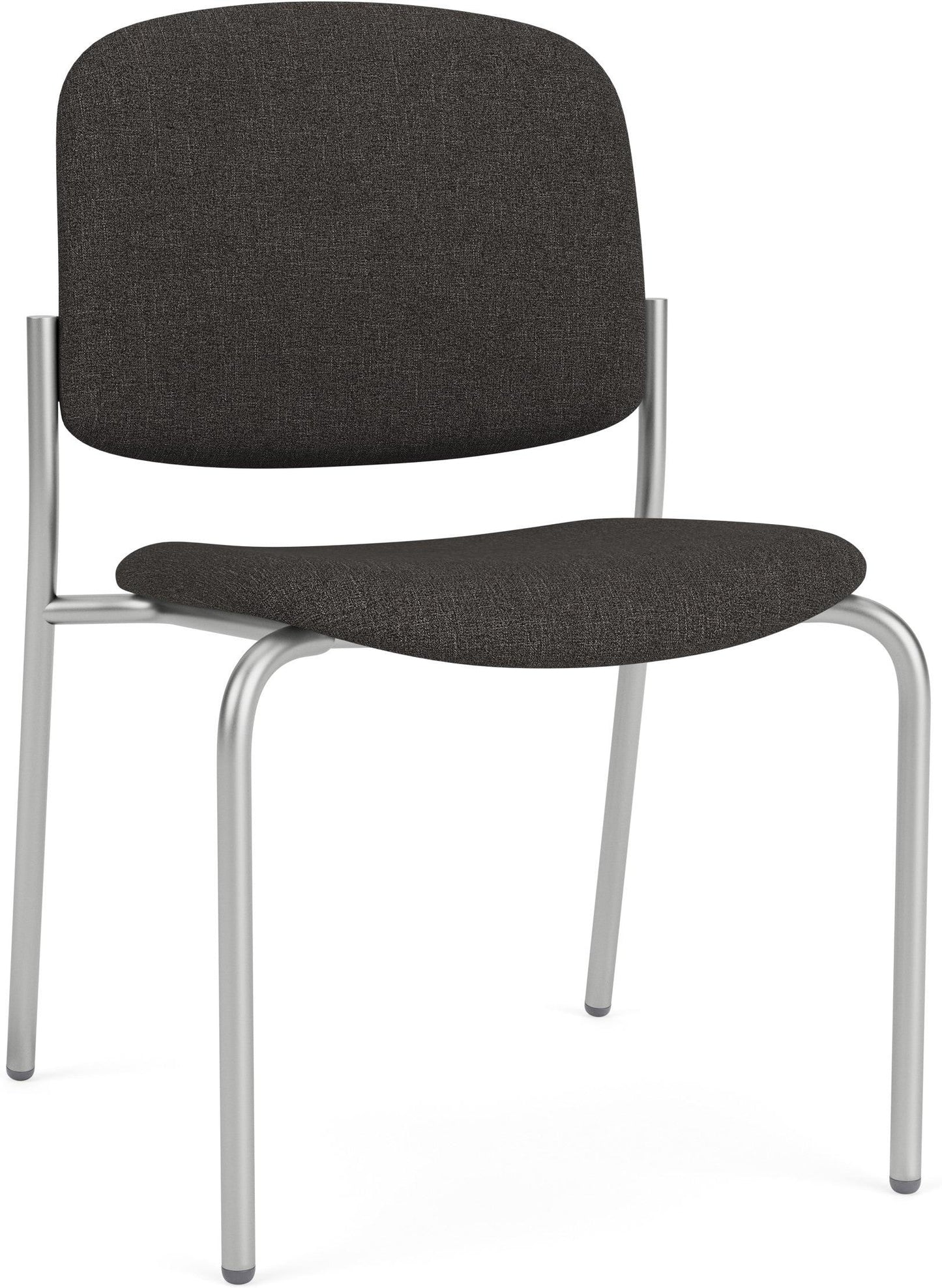Chat Waiting Reception Square Back Armless Guest Chair Upholstered Seat & Back Metal Frame