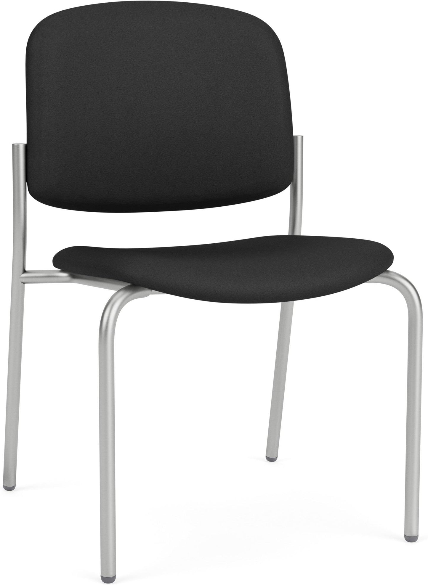 Chat Waiting Reception Square Back Armless Guest Chair Upholstered Seat & Back Metal Frame
