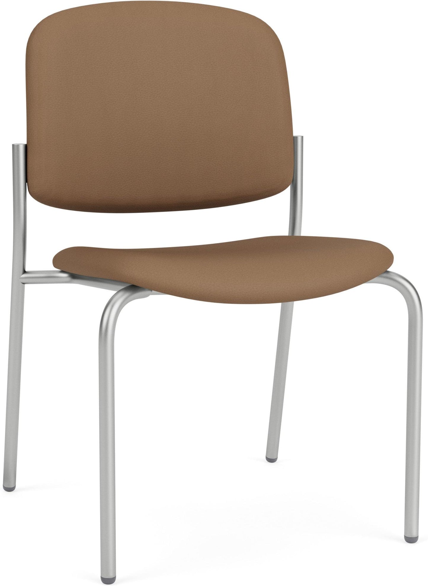 Chat Waiting Reception Square Back Armless Guest Chair Upholstered Seat & Back Metal Frame
