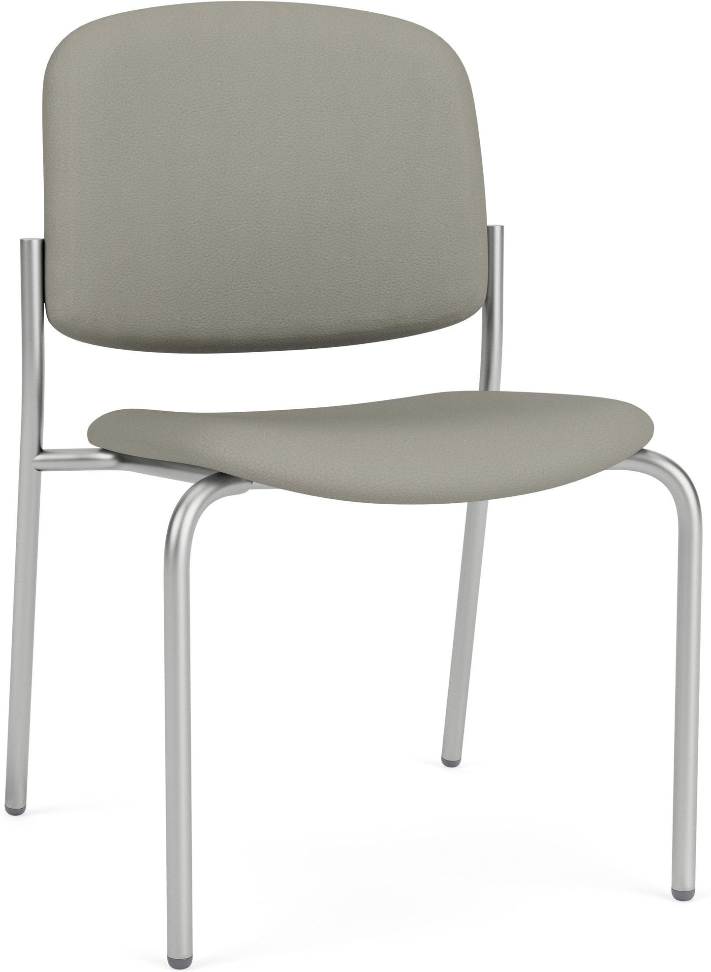 Chat Waiting Reception Square Back Armless Guest Chair Upholstered Seat & Back Metal Frame