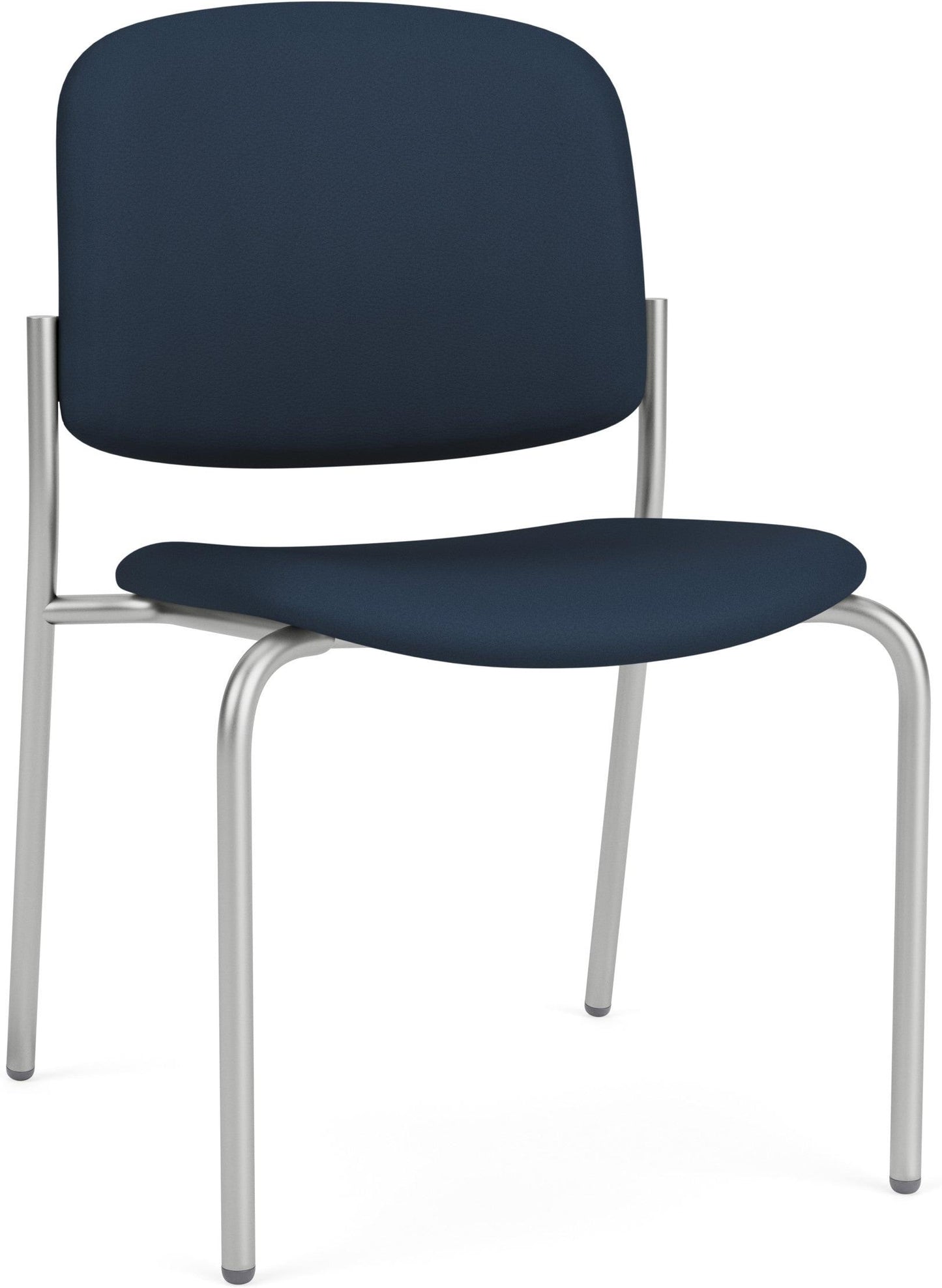 Chat Waiting Reception Square Back Armless Guest Chair Upholstered Seat & Back Metal Frame