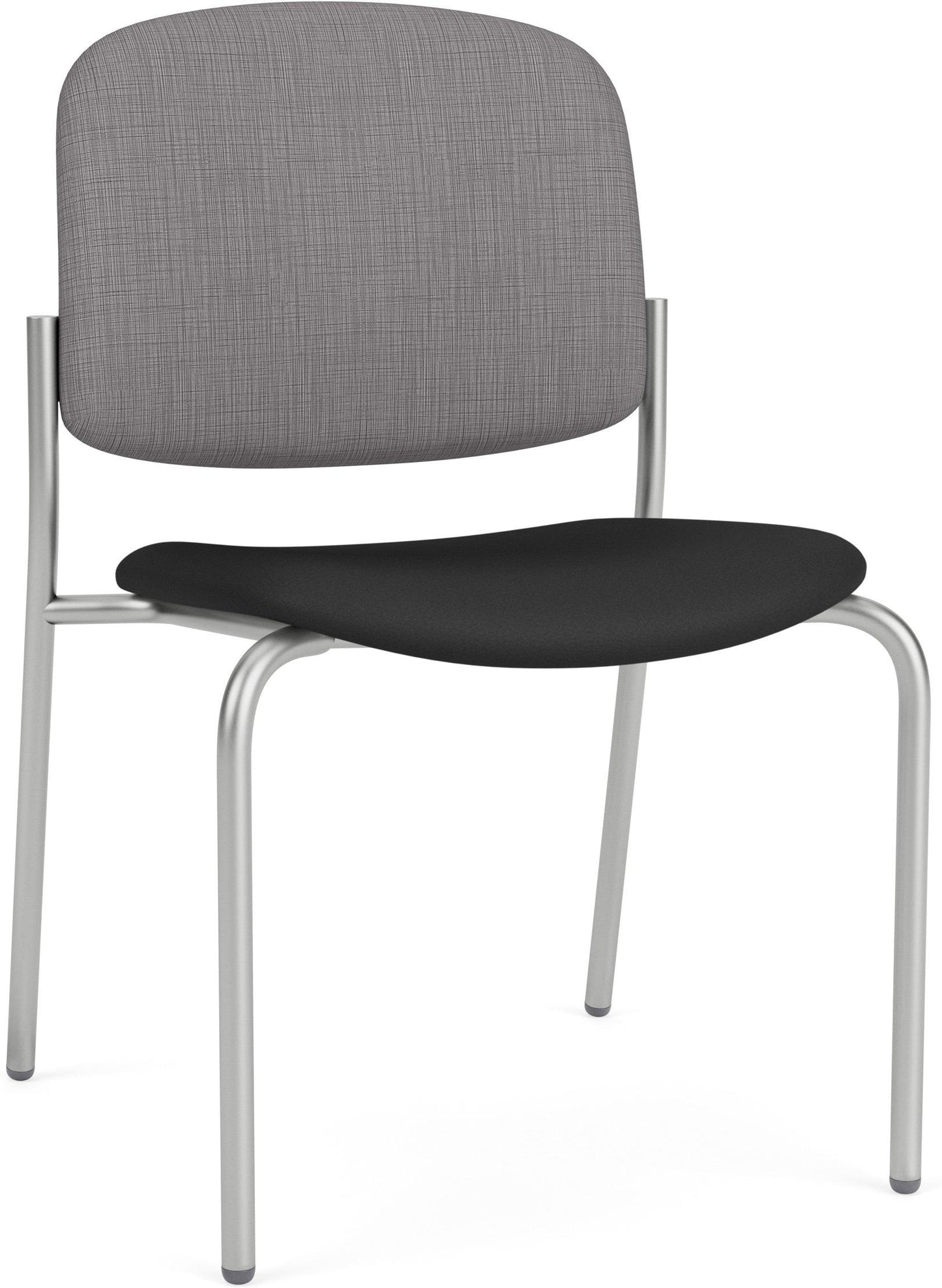 Chat Waiting Reception Square Back Armless Guest Chair Upholstered Seat & Back Metal Frame