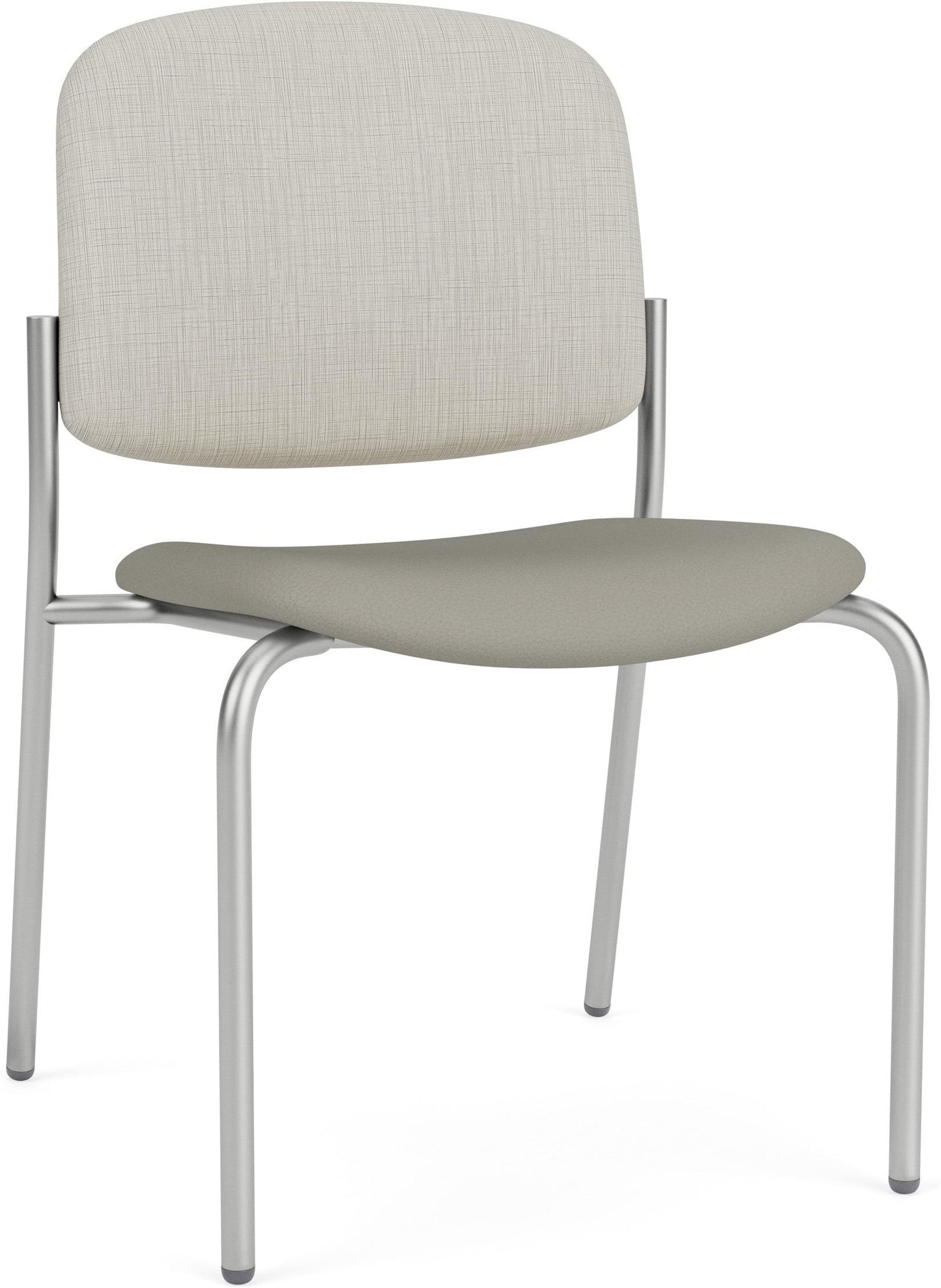 Chat Waiting Reception Square Back Armless Guest Chair Upholstered Seat & Back Metal Frame