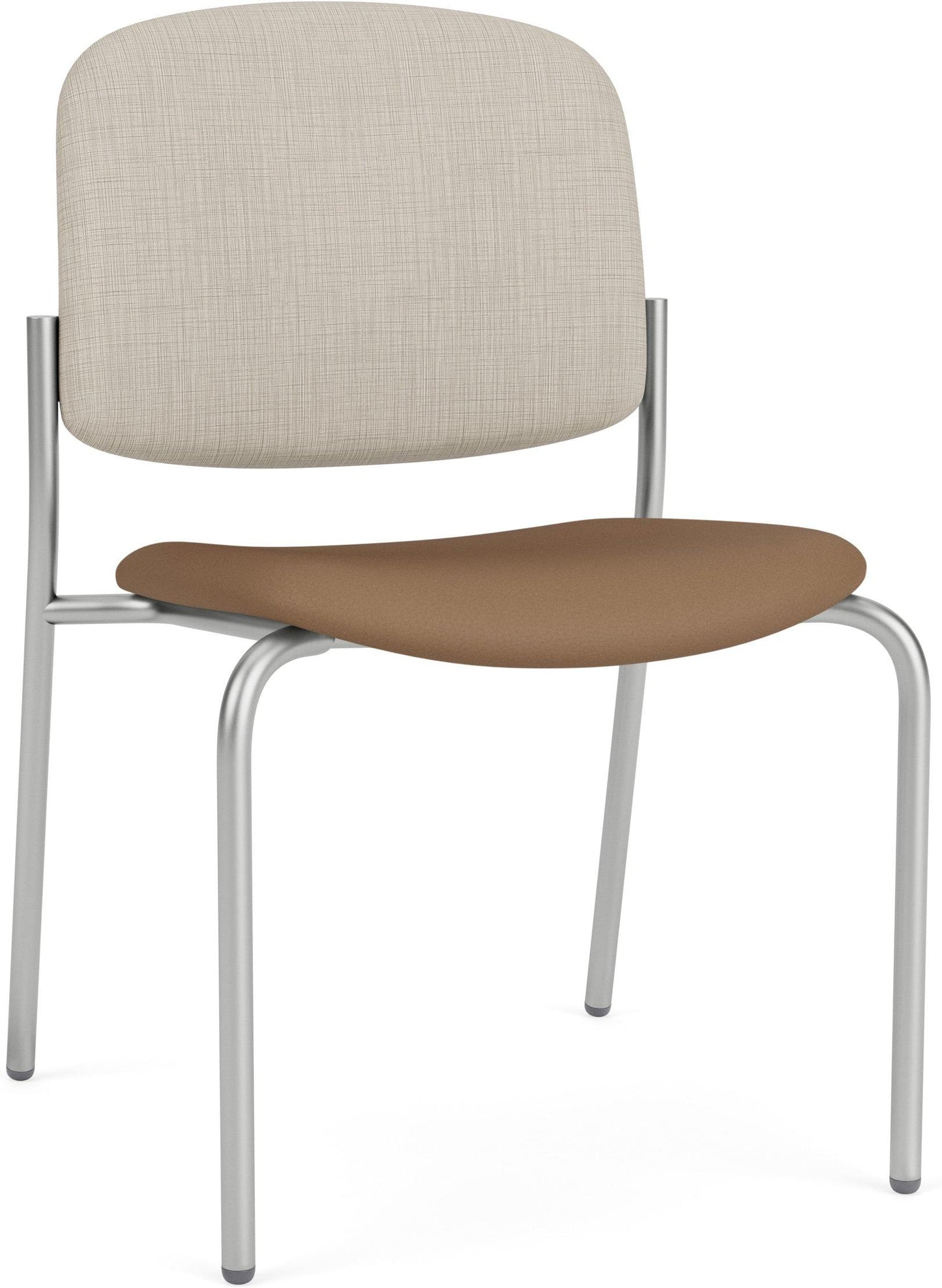 Chat Waiting Reception Square Back Armless Guest Chair Upholstered Seat & Back Metal Frame