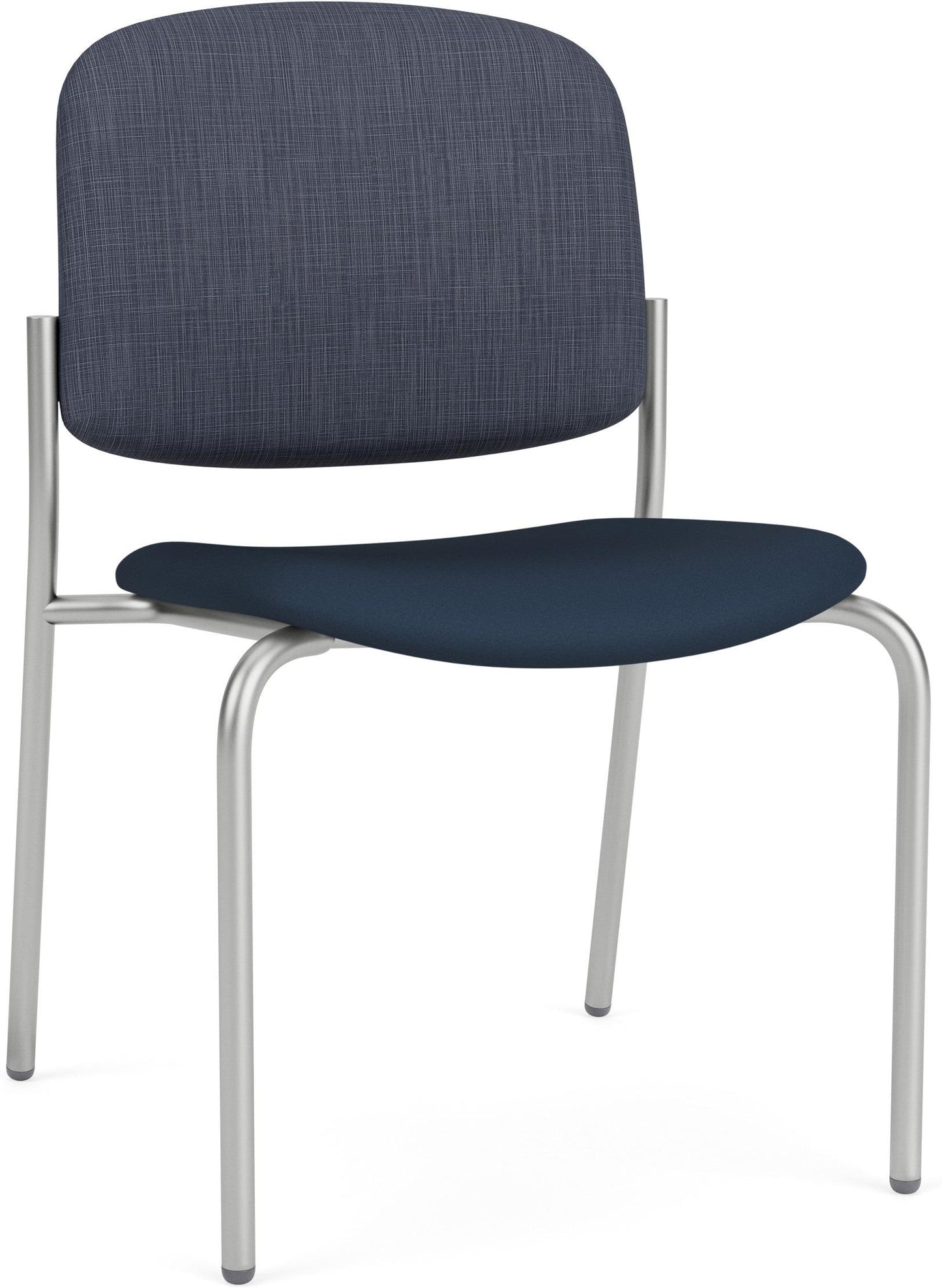Chat Waiting Reception Square Back Armless Guest Chair Upholstered Seat & Back Metal Frame