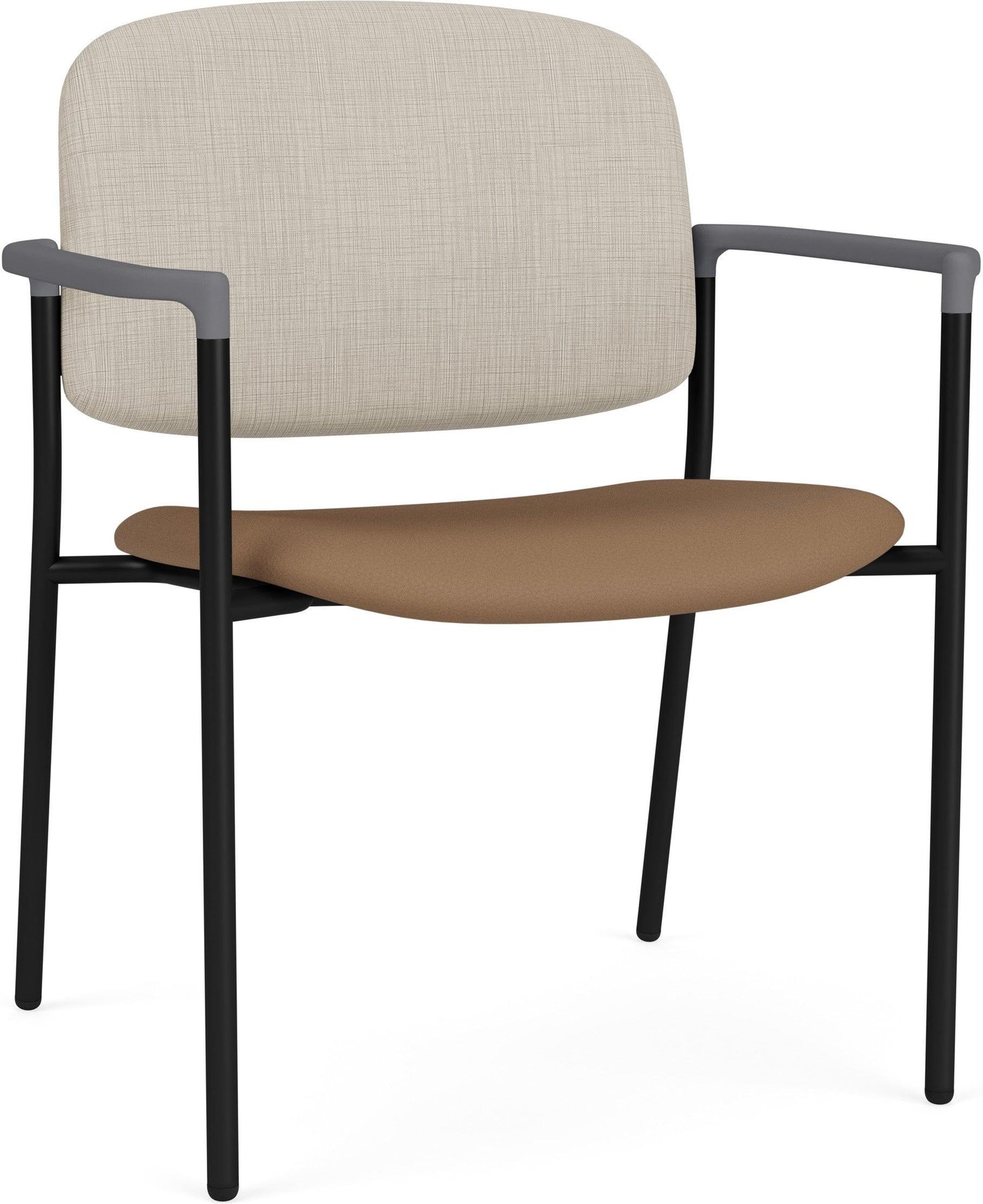 Chat Waiting Reception Square Back Wide Guest Chair Upholstered Seat & Back Metal Frame